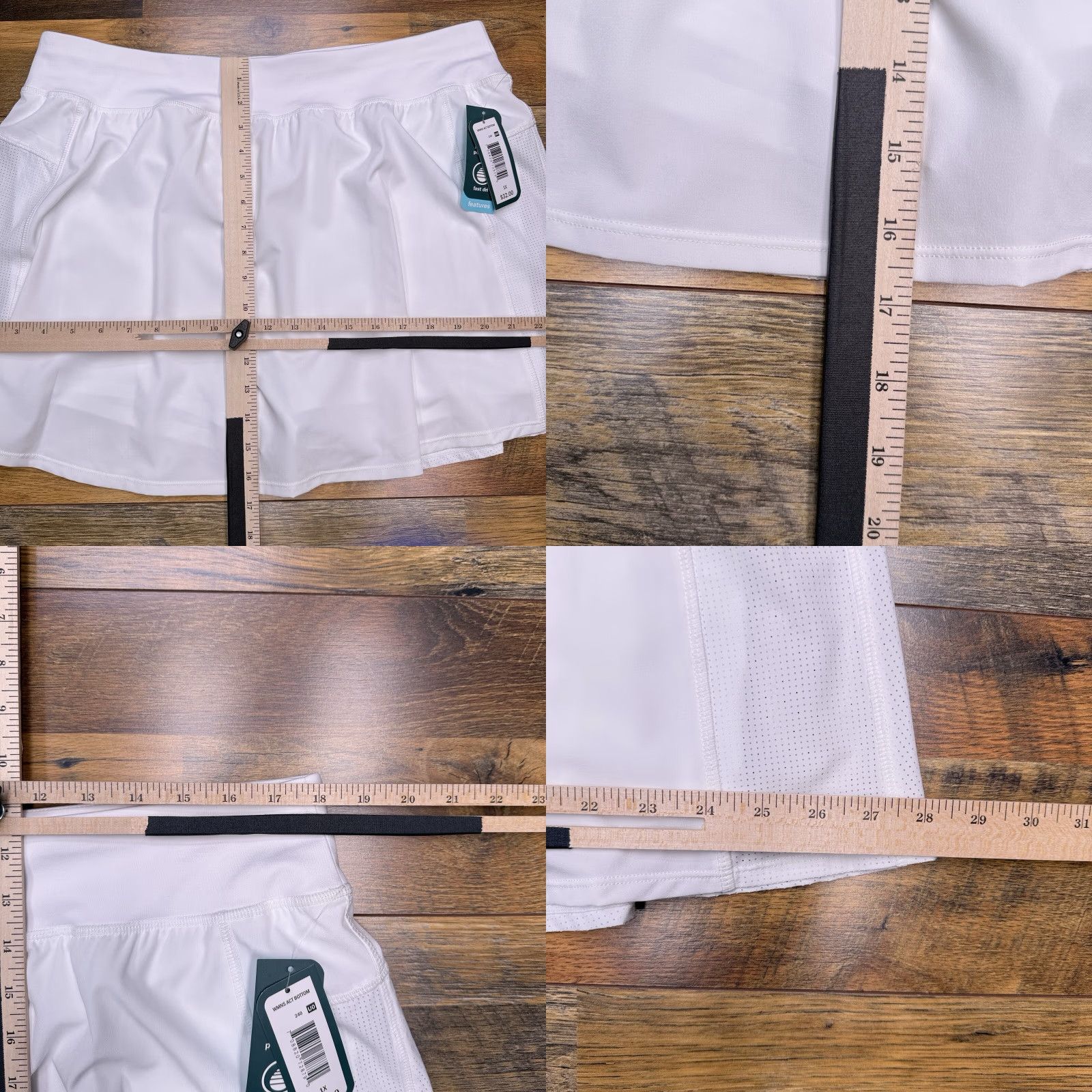 Vintage MTA Sport Skort Womens 1X White High Rise Stretch Zip Pocket New Size ONE SIZE - 8 Thumbnail