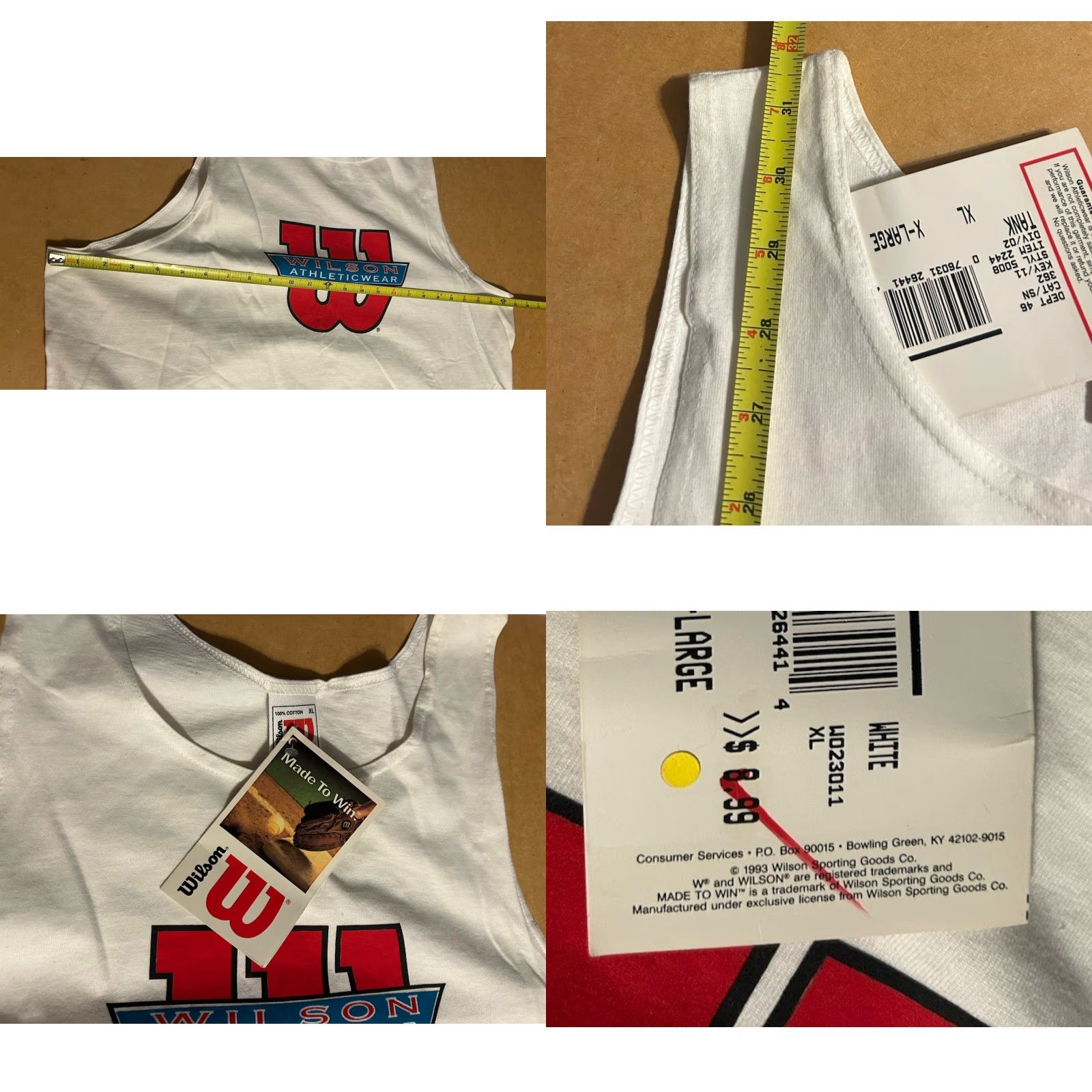 Wilson VINTAGE Wilson Athletic wear Tank Top Men XL White Logo 80s Sports Gym T-Shirt Sleeveless Regular Fit Crew Neck NWT Dead Stock 1983 Style#5008 US Made Size US XL / EU 56 / 4 - 9 Thumbnail