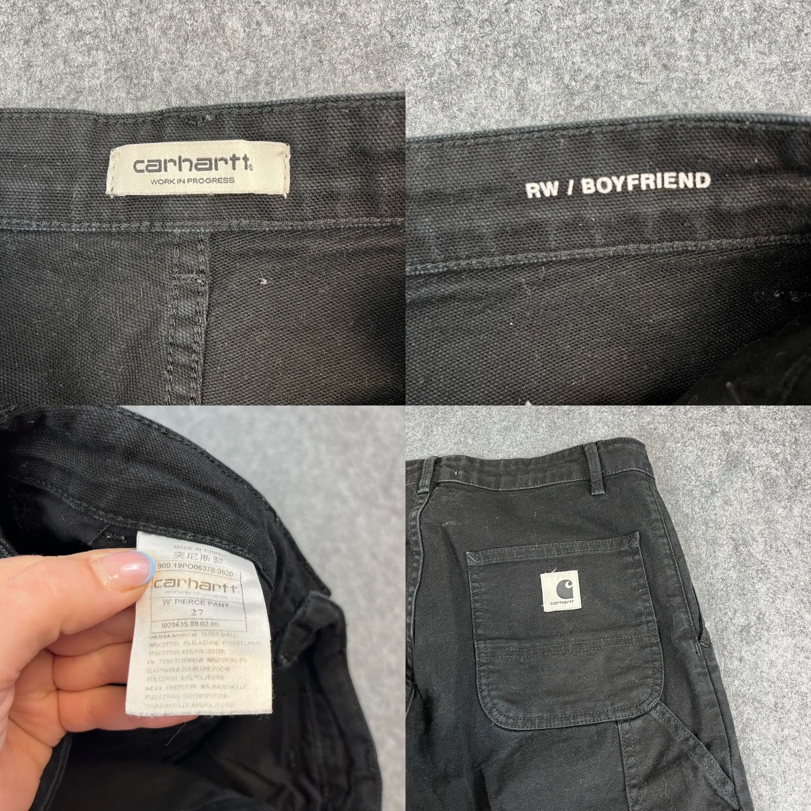 Carhartt Carhartt Womens Jeans Boyfriend Tapered 27 30 UK 8 Dark Black Denim 5-Pocket Regular Fit High Rise Size 30" / US 8 / IT 44 - 8 Thumbnail