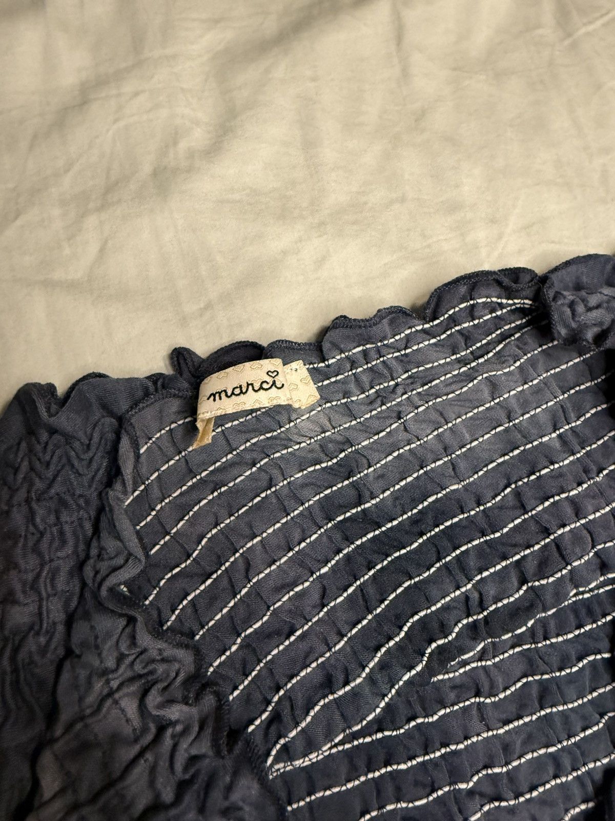 Other Vintage-Inspired Navy Blue Smocked Tube Top – Marci Brand Size ONE SIZE - 3 Thumbnail