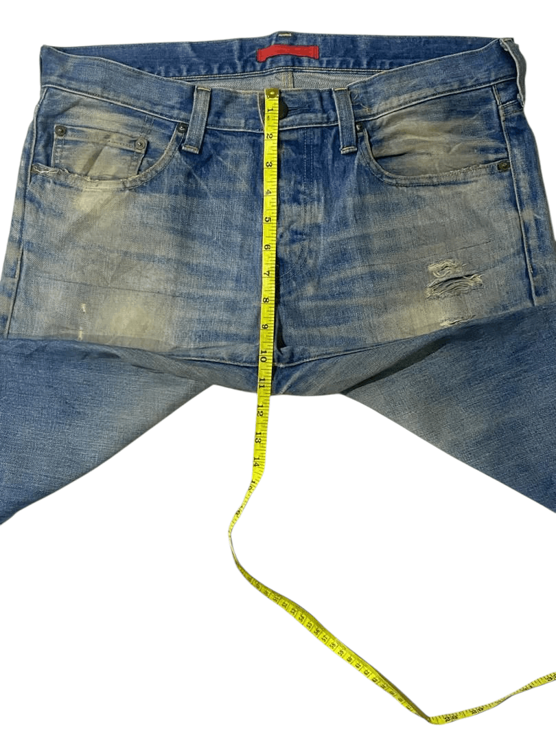If Six Was Nine × Japanese Brand Vintage Japanese Brand Red Card Blue Washed Distressed Jeans Size US 36 / EU 52 - 15 Thumbnail