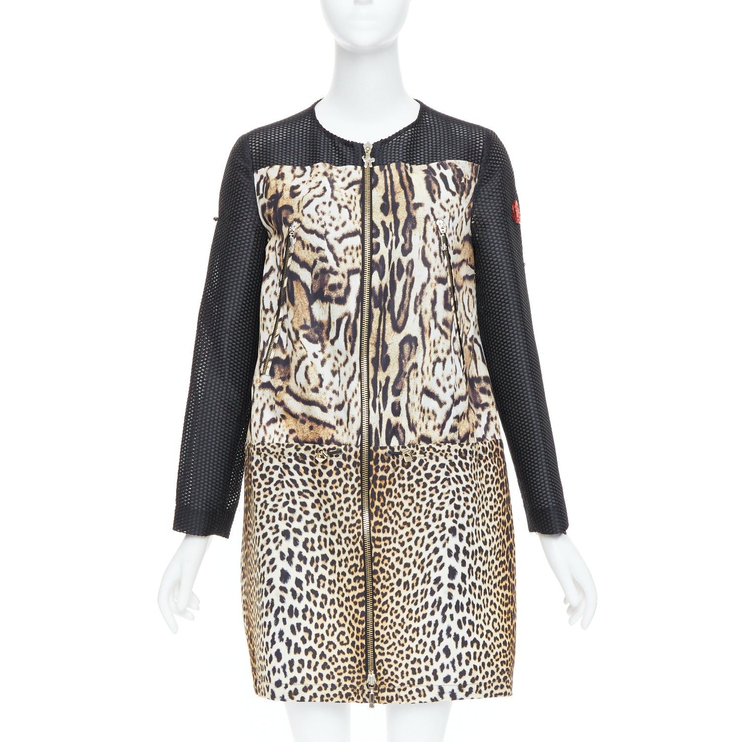 Moncler MONCLER Gamme Rouge Runway brown black leopard print mesh long coat Sz0 Size S / US 4 / IT 40 - 1 Thumbnail