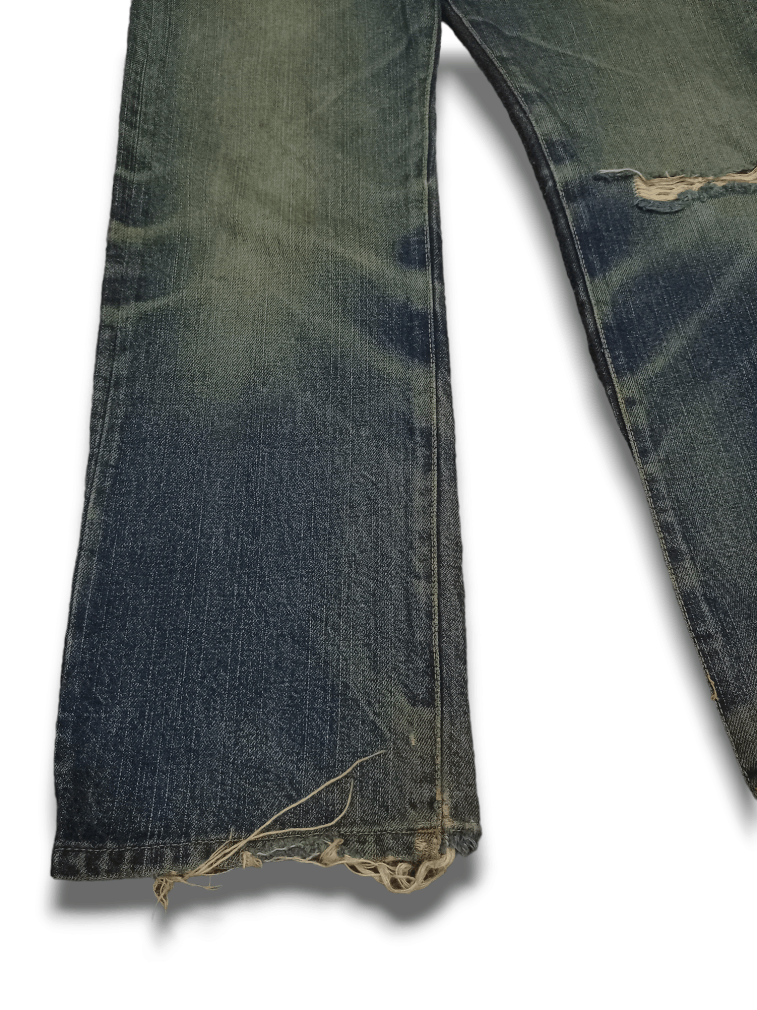45rpm Vintage Japanese 45RPM Studio Mud Wash Distress Loose Jeans Size US 26 / EU 42 - 7 Thumbnail
