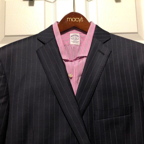 Saks Fifth Avenue Saks fifth avenue men's navy 100%wool 2pc suit size:46R Size 46R - 7 Thumbnail