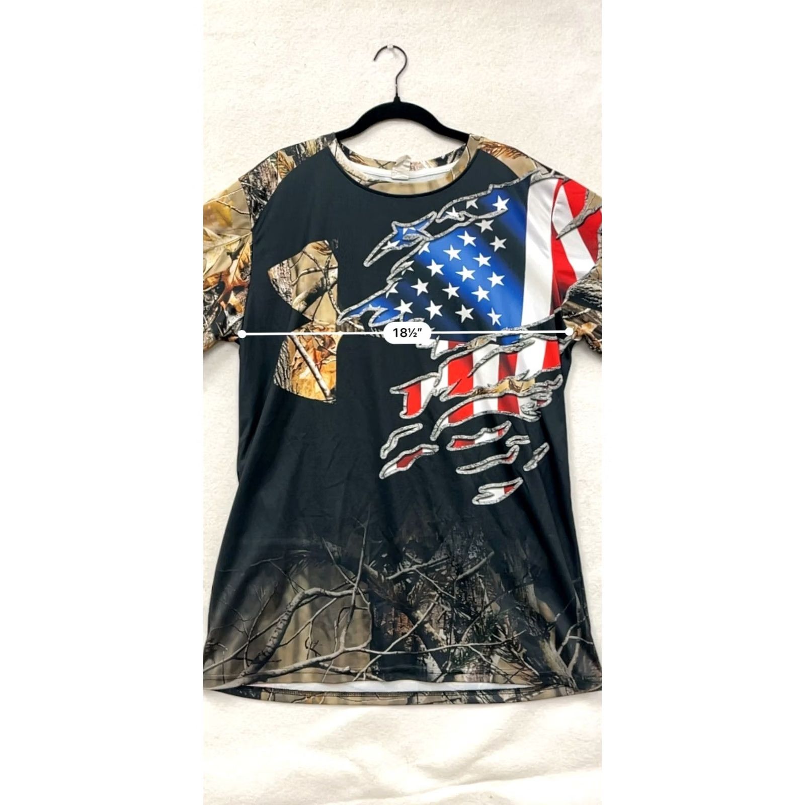 Under Armour Under Armour Mens L T-Shirt Camouflage USA Flag Deer Print Graphic Crew Neck Short Sleeve Black USA 90s? Size US L / EU 52-54 / 3 - 8 Thumbnail
