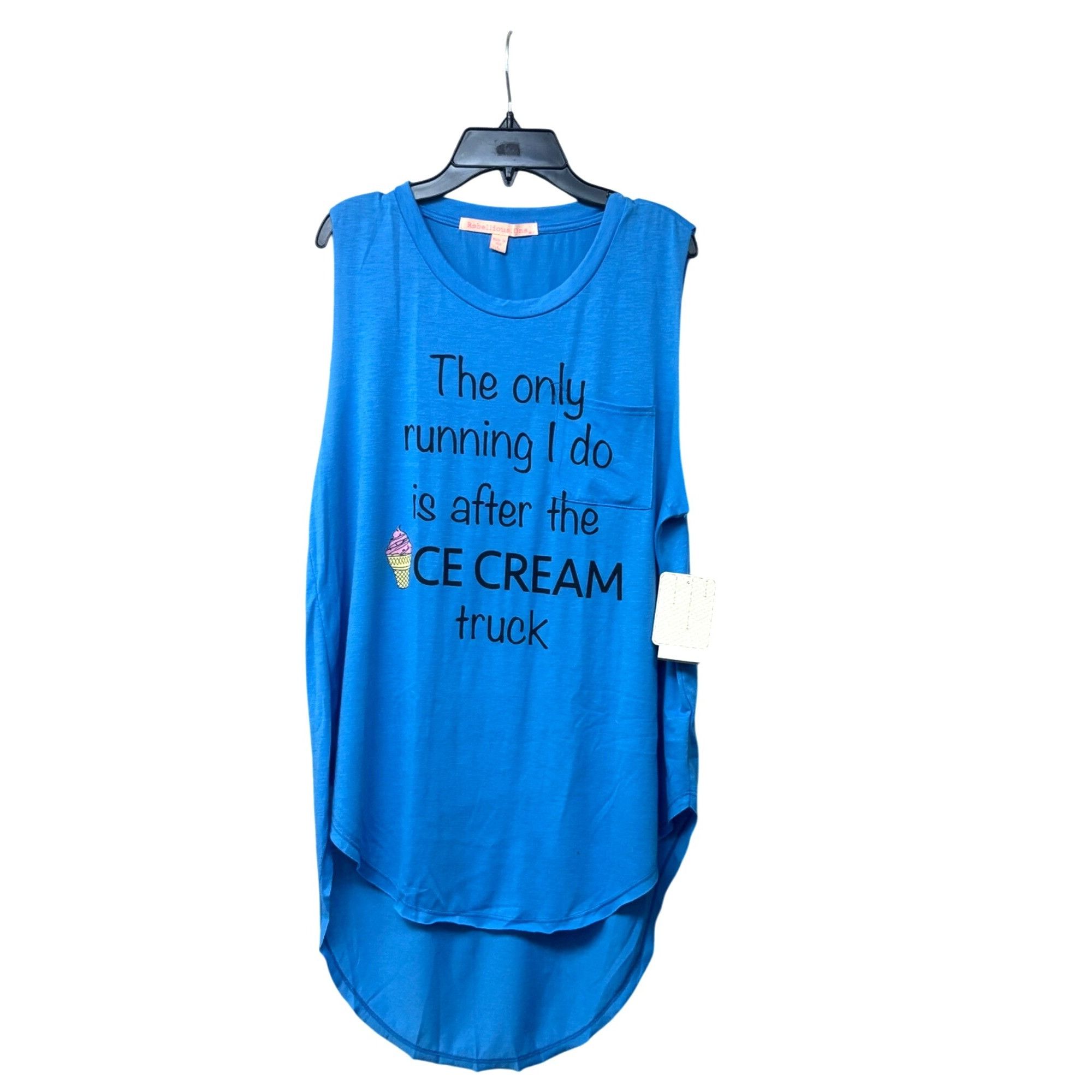 Other Rebellious One Junior's High Low Graphic Tank Top, Neon Blu Size L / US 10 / IT 46 - 1 Thumbnail