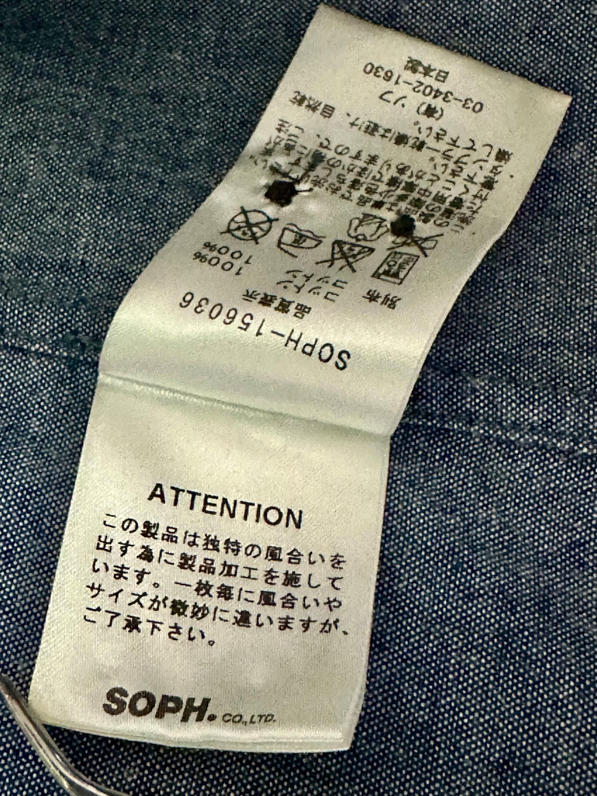 Japanese Brand × Sophnet. SOPHNET. Indigo Chambray Panel Button Down Long Sleeve Shirt Size US M / EU 48-50 / 2 - 11 Thumbnail