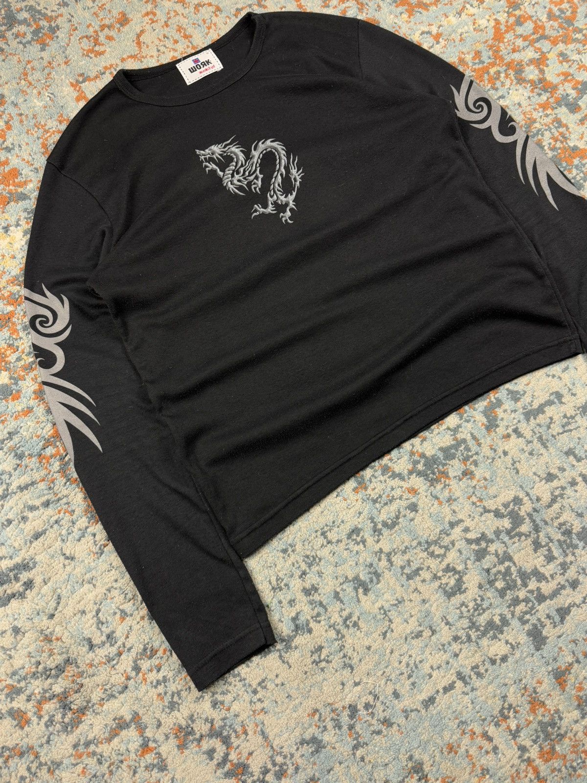 Japanese Brand × Vintage Vintage y2k crazy tribal dragon print rave style long sleeve Size US S / EU 44-46 / 1 - 3 Thumbnail