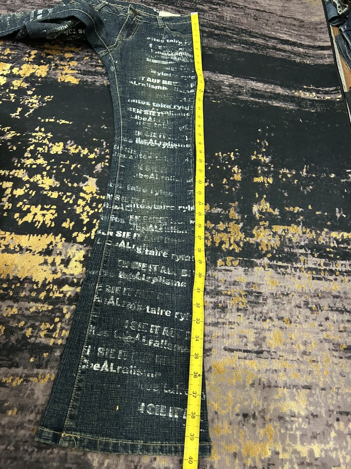 If Six Was Nine H.Naoto + DIE Poem Print Flare Jeans Size US 27 - 22 Thumbnail