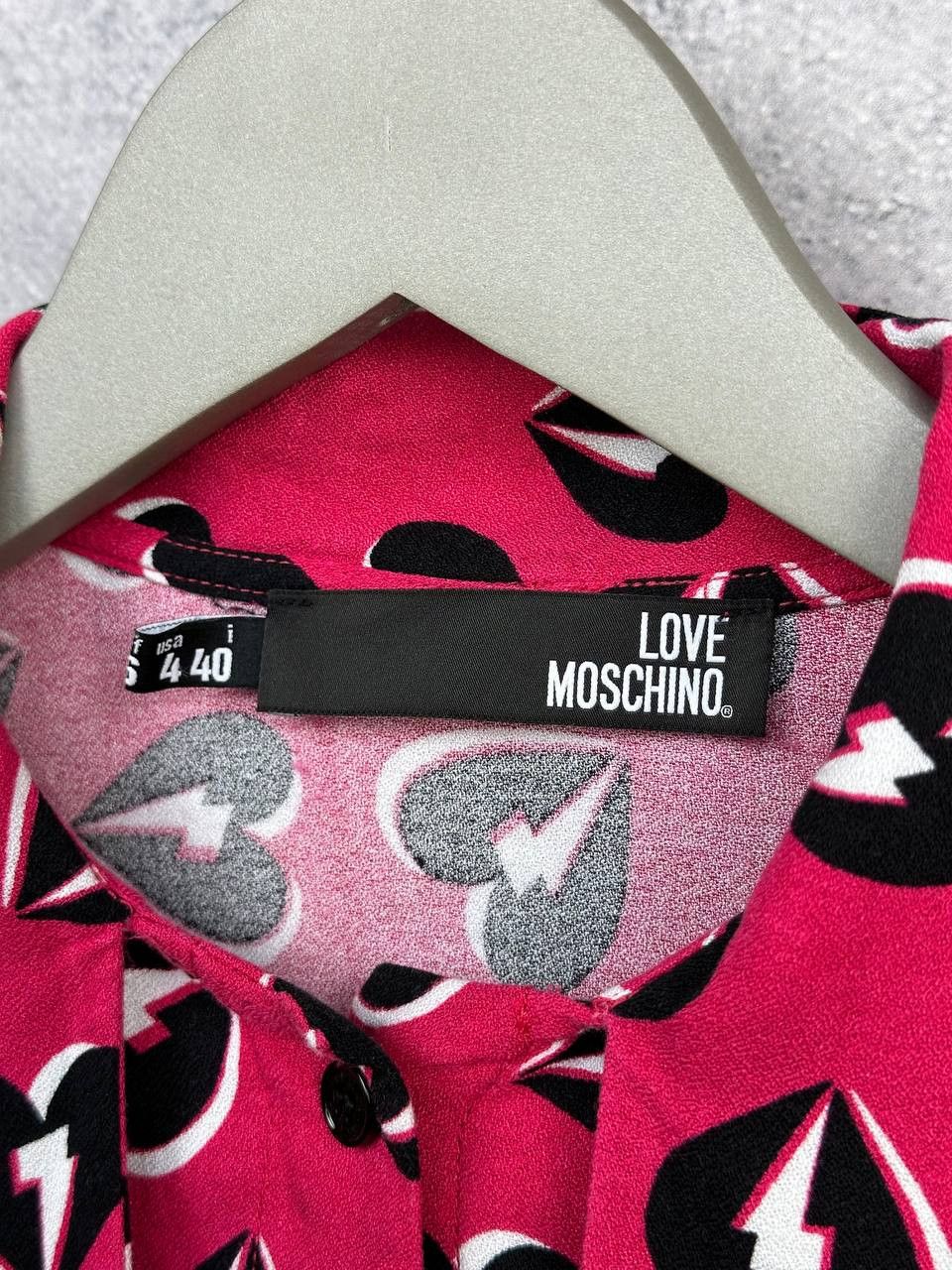 Love Moschino Love Moschino Shirt Allover Thunder Hearts Tie-Neck Collar Size S / US 4 / IT 40 - 12 Thumbnail