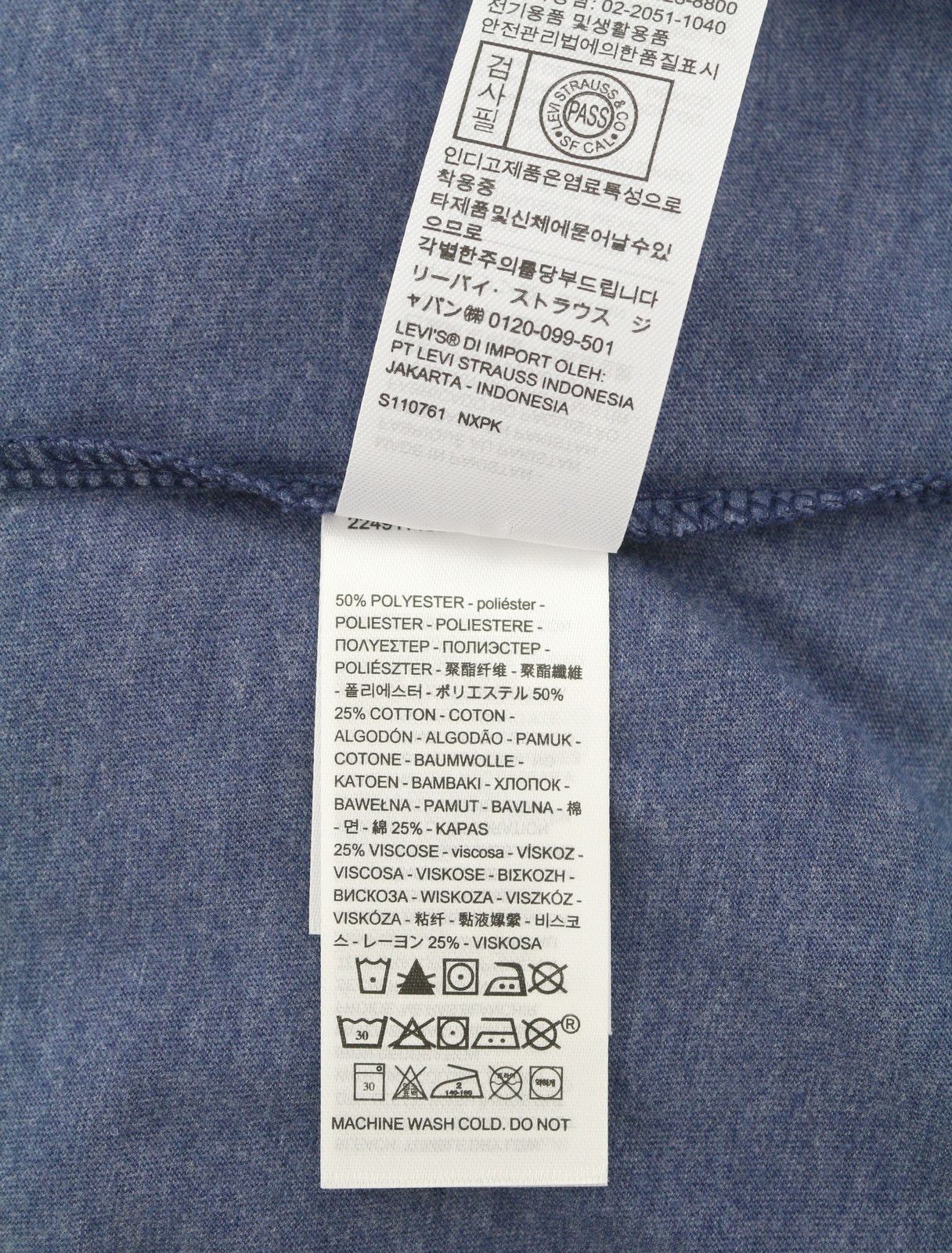 Levi's STANDARD S Melange Blue Stretch Crew Neck 87861 Size US S / EU 44-46 / 1 - 8 Thumbnail