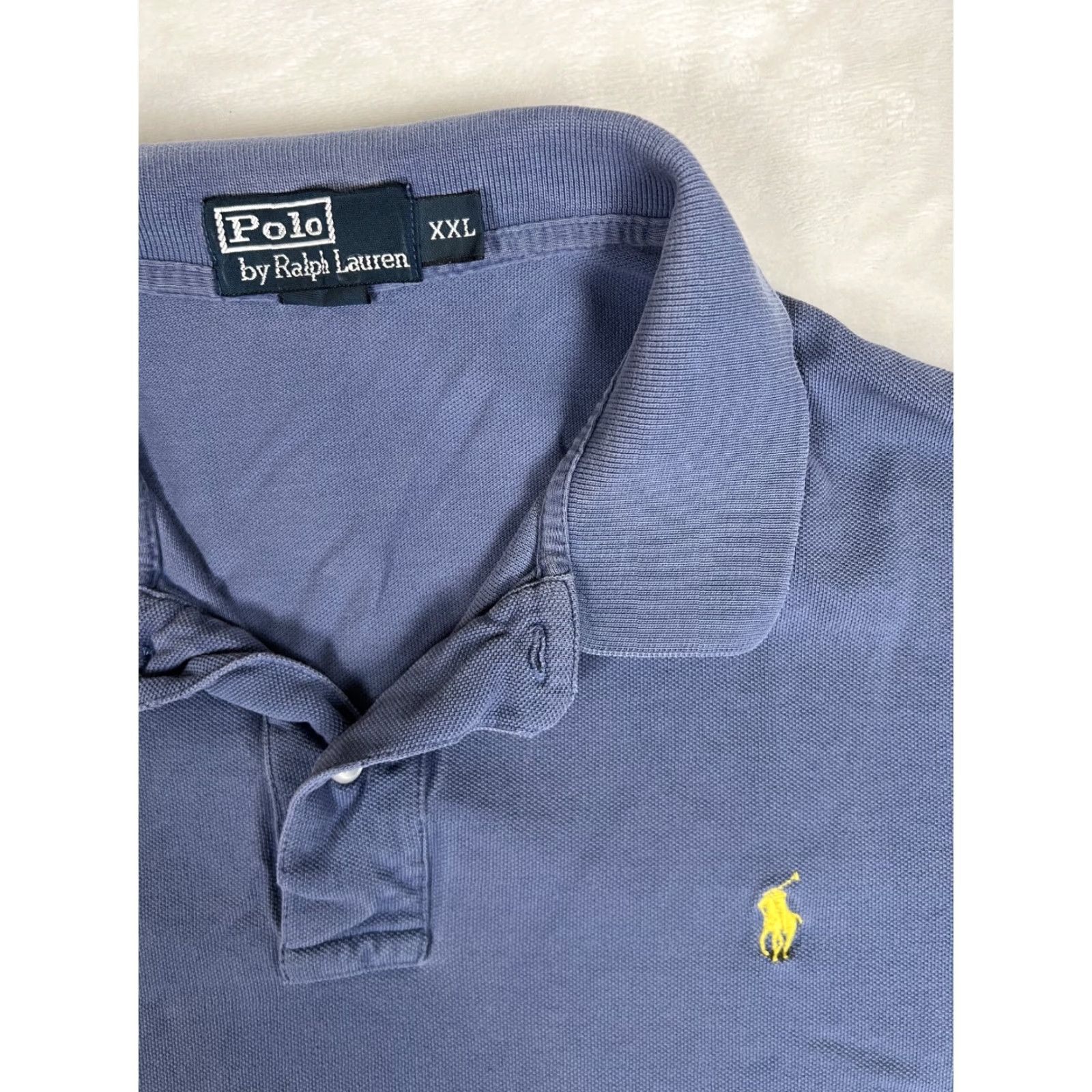 Polo Ralph Lauren Polo Ralph Lauren Polo Shirt Mens 2XL Blue Yellow Pony Logo Short Sleeve Collar Button Regular Fit Knit Vintage No Size US XXL / EU 58 / 5 - 2 Thumbnail