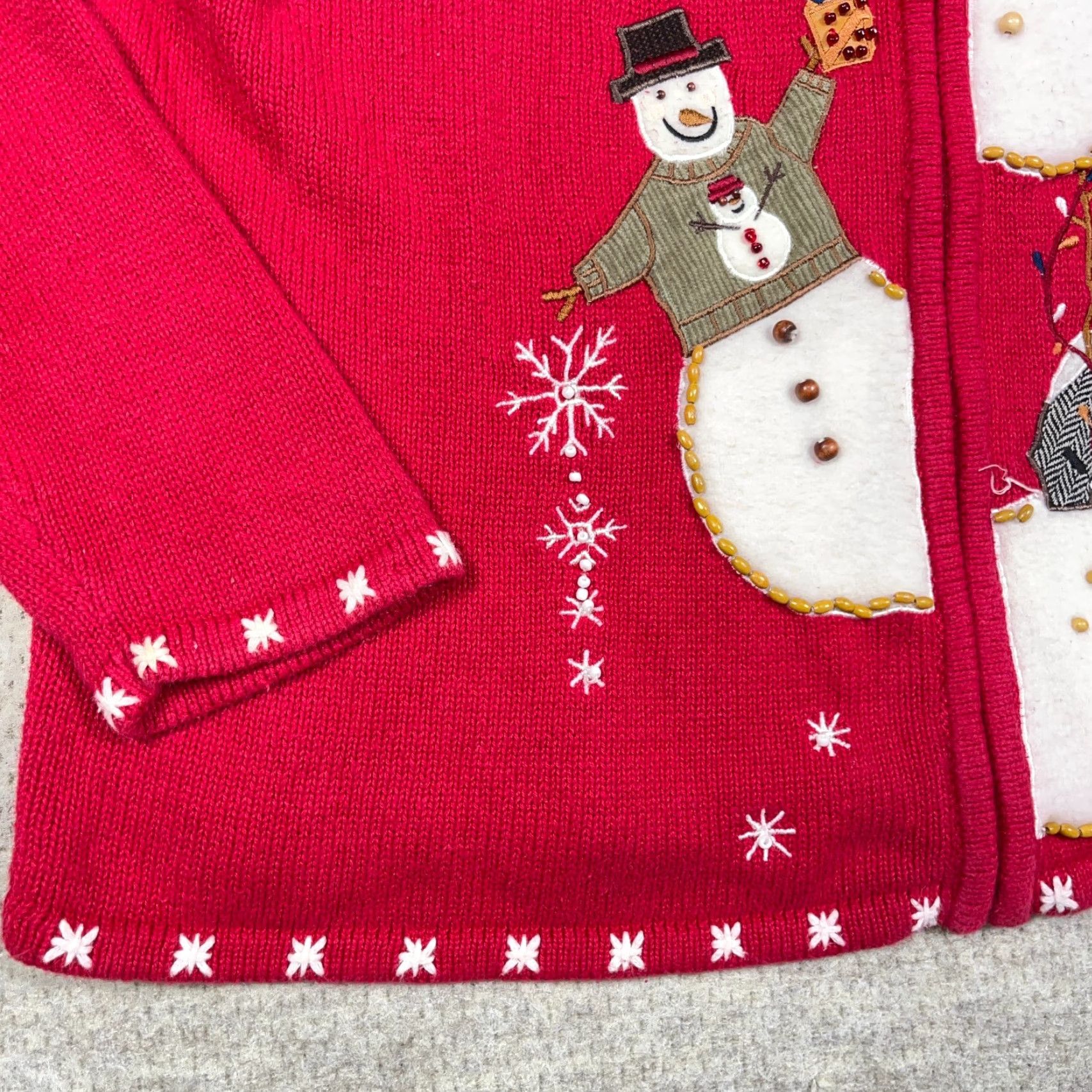 Vintage VINTAGE Tiara International Christmas Cardigan Women XL Red Knit Heavyweight Ugly 90s Snowman Size XL / US 12-14 / IT 48-50 - 5 Thumbnail
