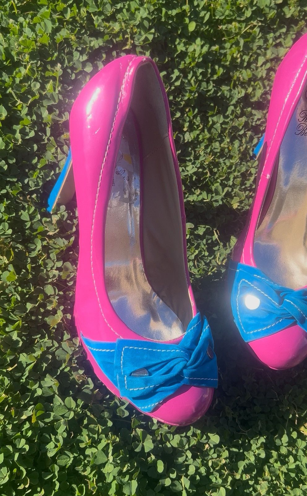 Other Rick Bella Vibrant Pink & Blue Bow Platform Pumps Size US 10 / IT 40 - 3 Thumbnail