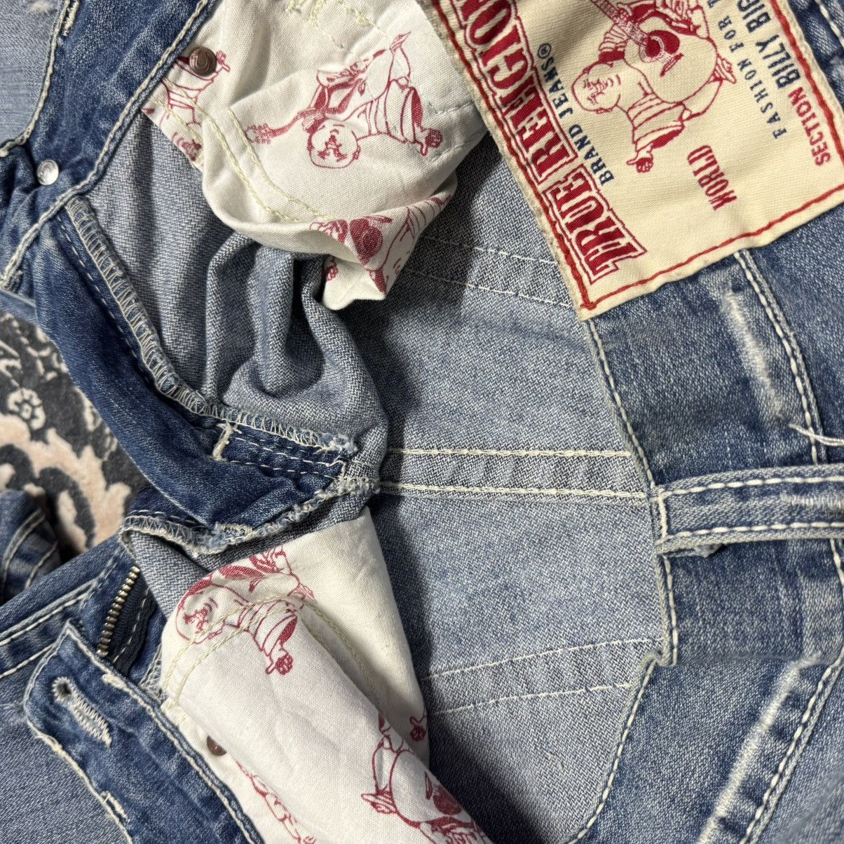 True Religion Vintage True Religion Denim Flare Jeans Distressed Size US 33 - 23 Thumbnail