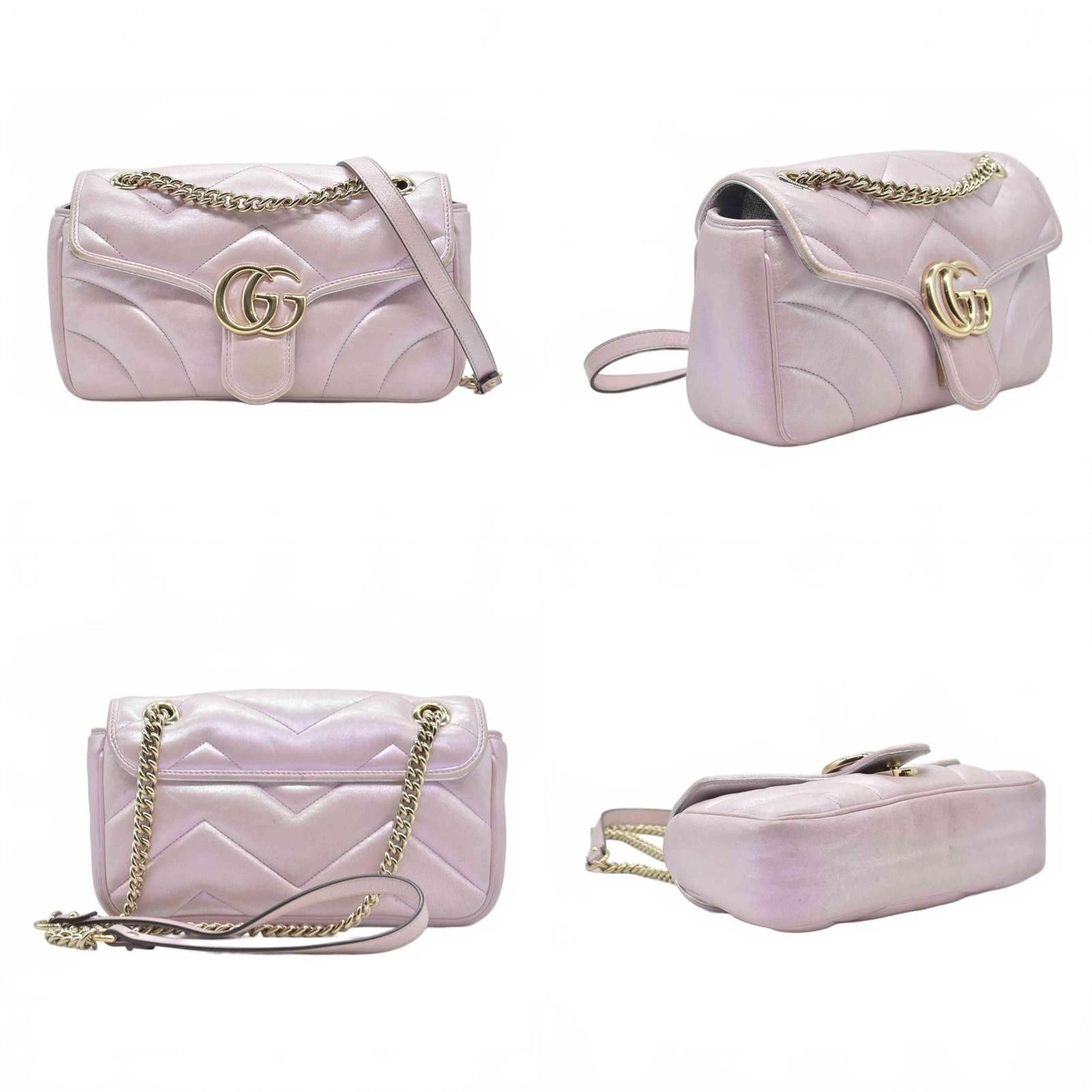 Gucci Gucci Iridescent Nappa Chevron Matelasse Small GG Marmont Size ONE SIZE - 2 Thumbnail