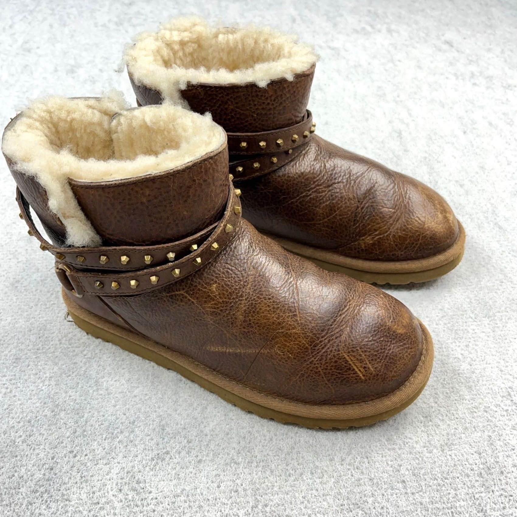Ugg UGG Emersen Leather Studded Booties Brown US 6 Women Size US 5 / IT 35 - 3 Thumbnail