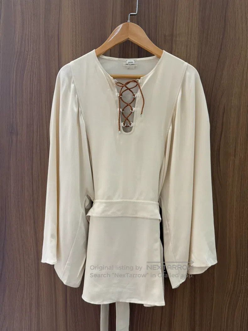 Hermes Hermes Weaving rope tie silk blouse Size XS / US 0-2 / IT 36-38 - 1 Thumbnail
