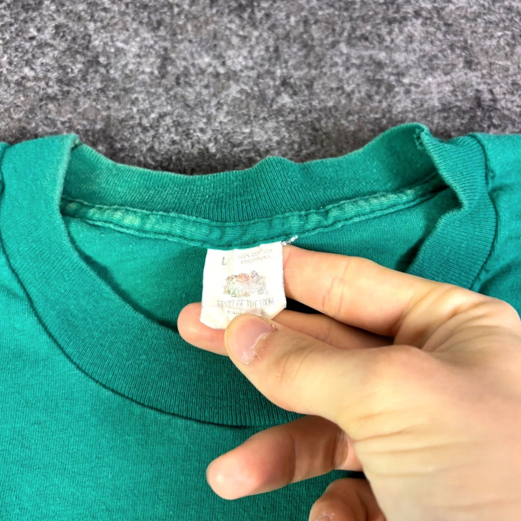 Fruit Of The Loom VINTAGE Fruit of the Loom T-Shirt Teal Green Pocket Tee Mens L 1990s Grunge Short Sleeve Size US L / EU 52-54 / 3 - 3 Thumbnail