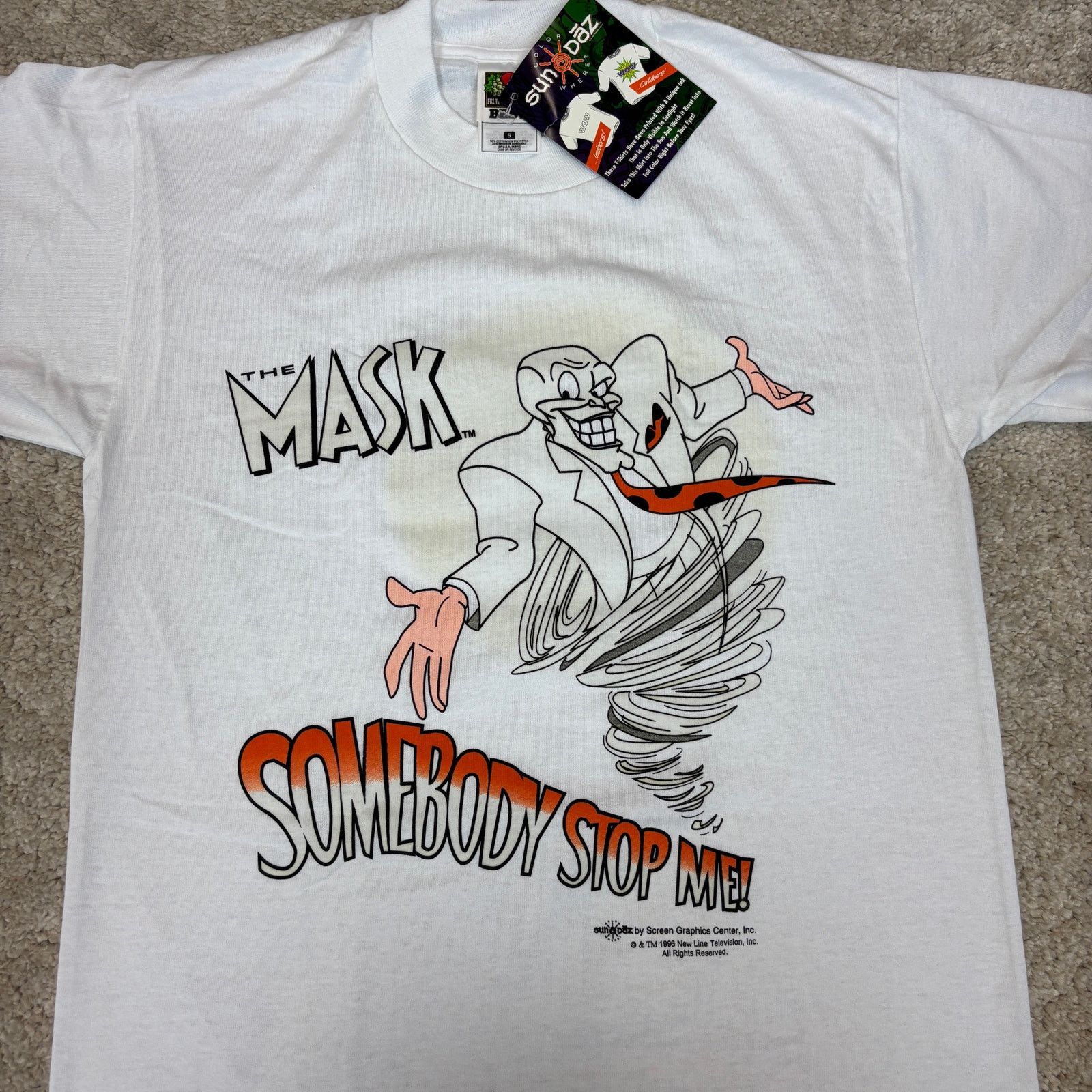 Fruit Of The Loom × Vintage Deadstock 90s The Mask Promo Somebody Stop Me Shirt Small Size US S / EU 44-46 / 1 - 2 Thumbnail