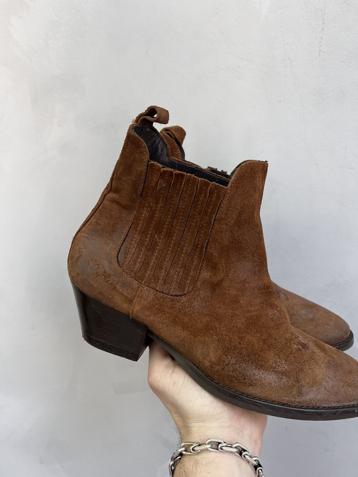 14th Addiction × KMRii Leather JAPANESE HIGH AVANT-GARDE Boots RICK OWENS STYLE Size US 7.5 / EU 40-41 - 2 Thumbnail