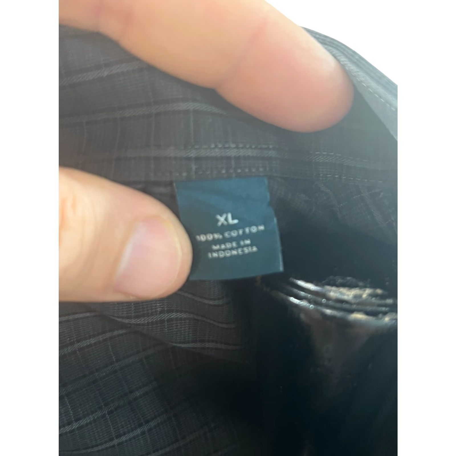Perry Ellis Perry Ellis Non-Iron Mens XL Spread Collar 100% Cotton Black Windowpane Dress Shirt Size 46R - 8 Thumbnail