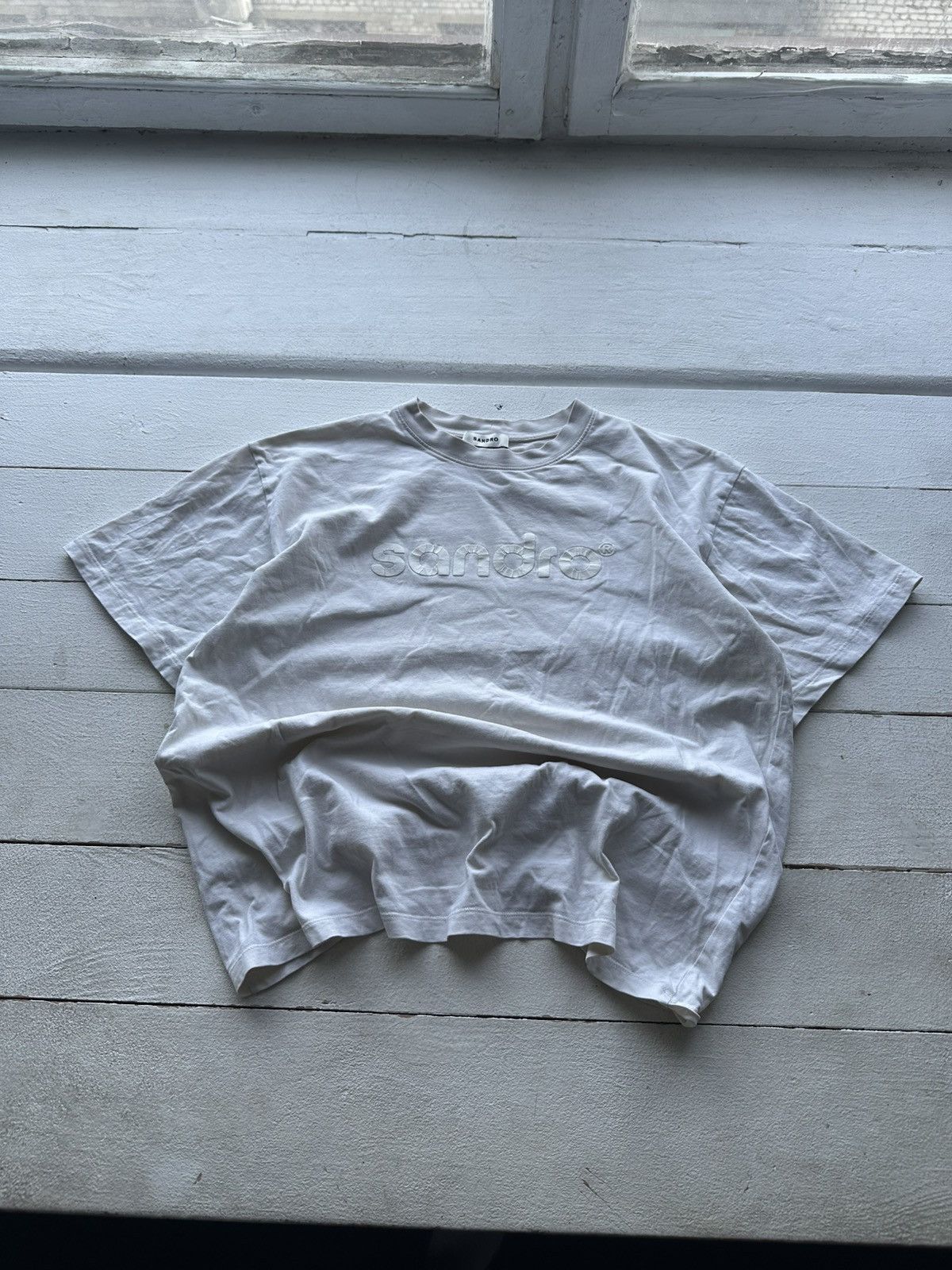 🚨Sandro Tee shirt size s distressed logo luxury faded