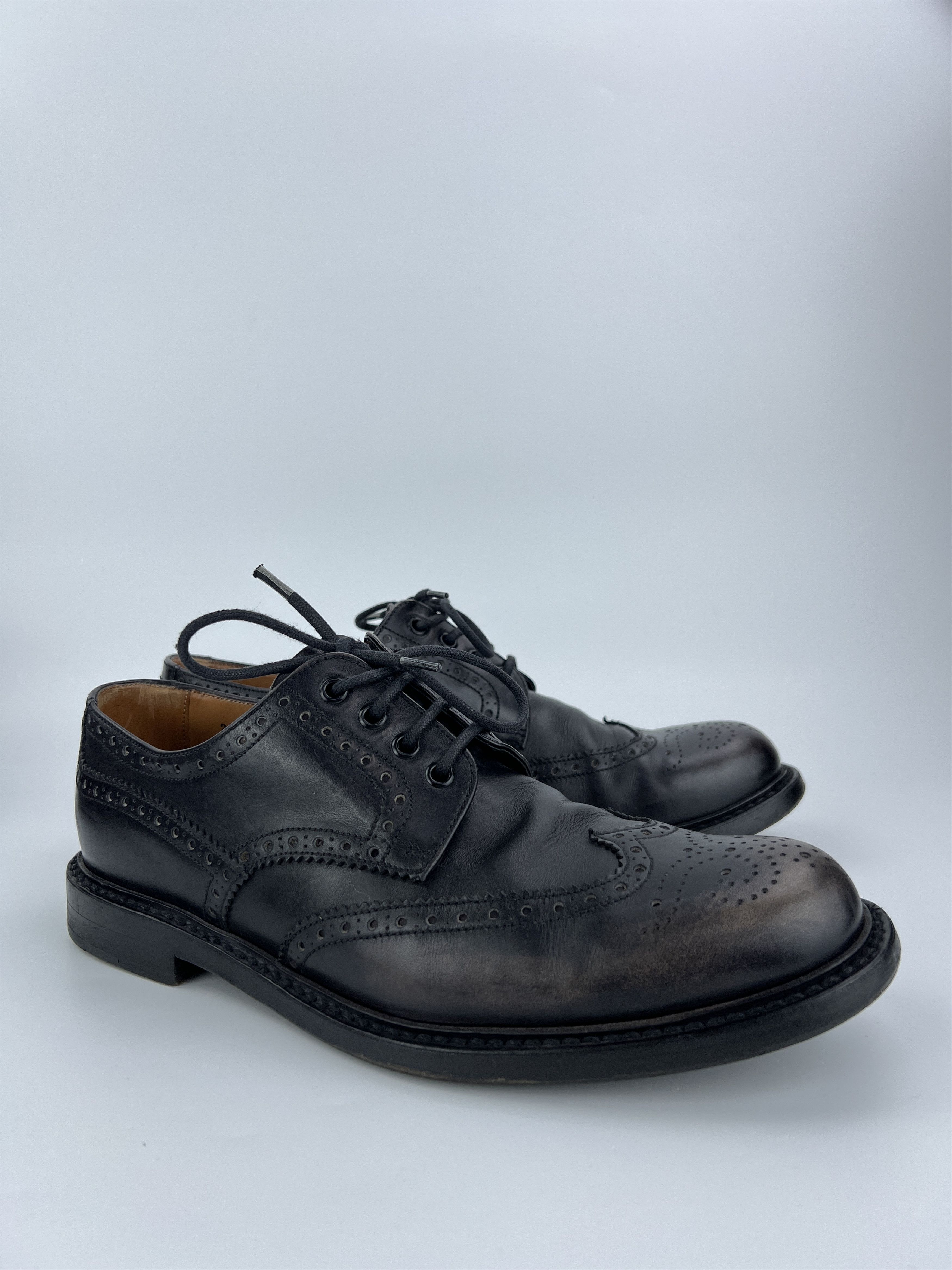 Prada Rare Prada Black Leather Shinny Brogue Classic Shoes Box Size US 9.5 / EU 42-43 - 8 Thumbnail