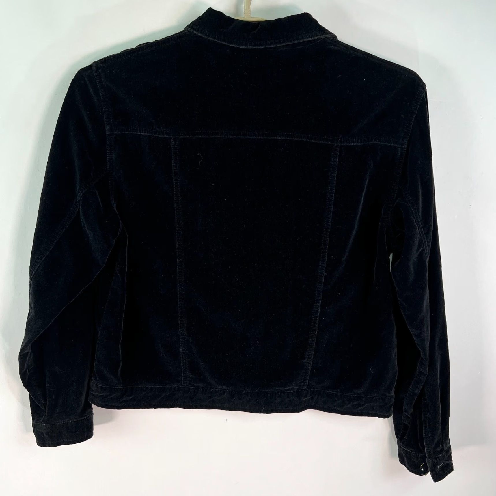 Vintage Carole Little Sport Velvet Jacket Women Size 8 Black Embroidered Long Sleeve Collared Casual Womens Size M / US 6-8 / IT 42-44 - 2 Thumbnail