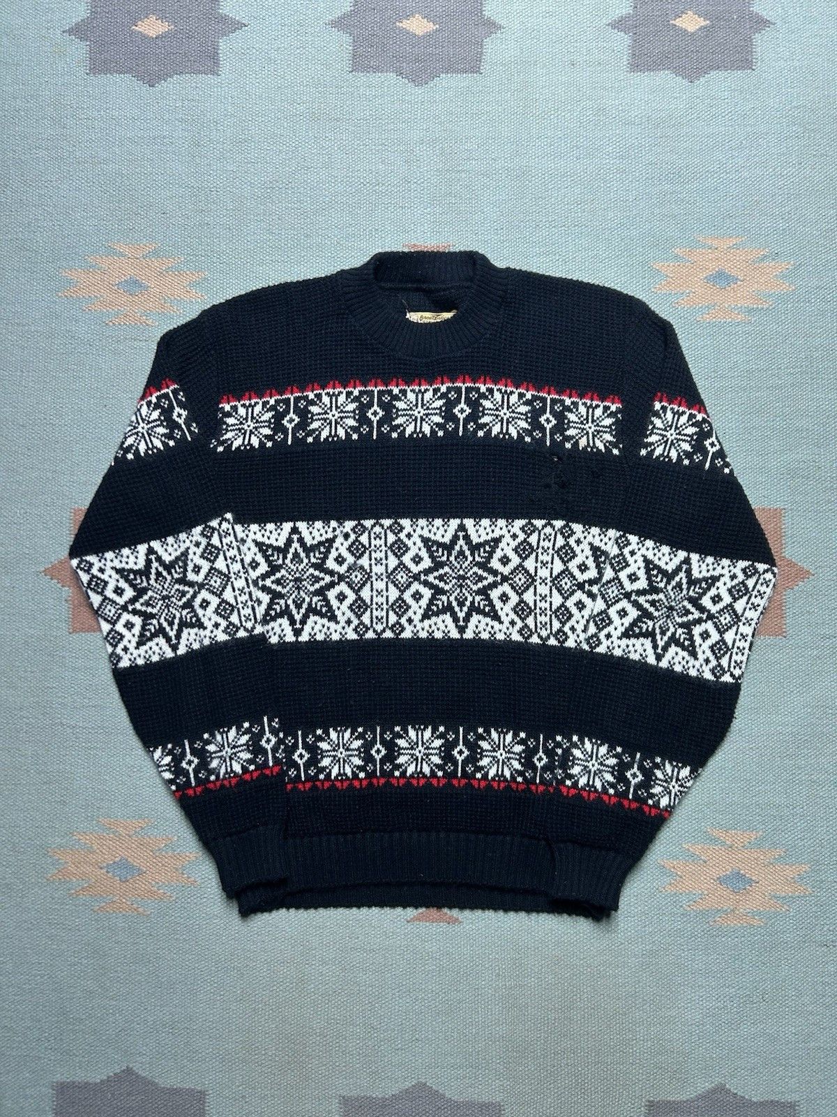 Vintage 1960s wool knit sweater Great Lakes wool Nordic snowflake M Size US M / EU 48-50 / 2 - 1 Thumbnail