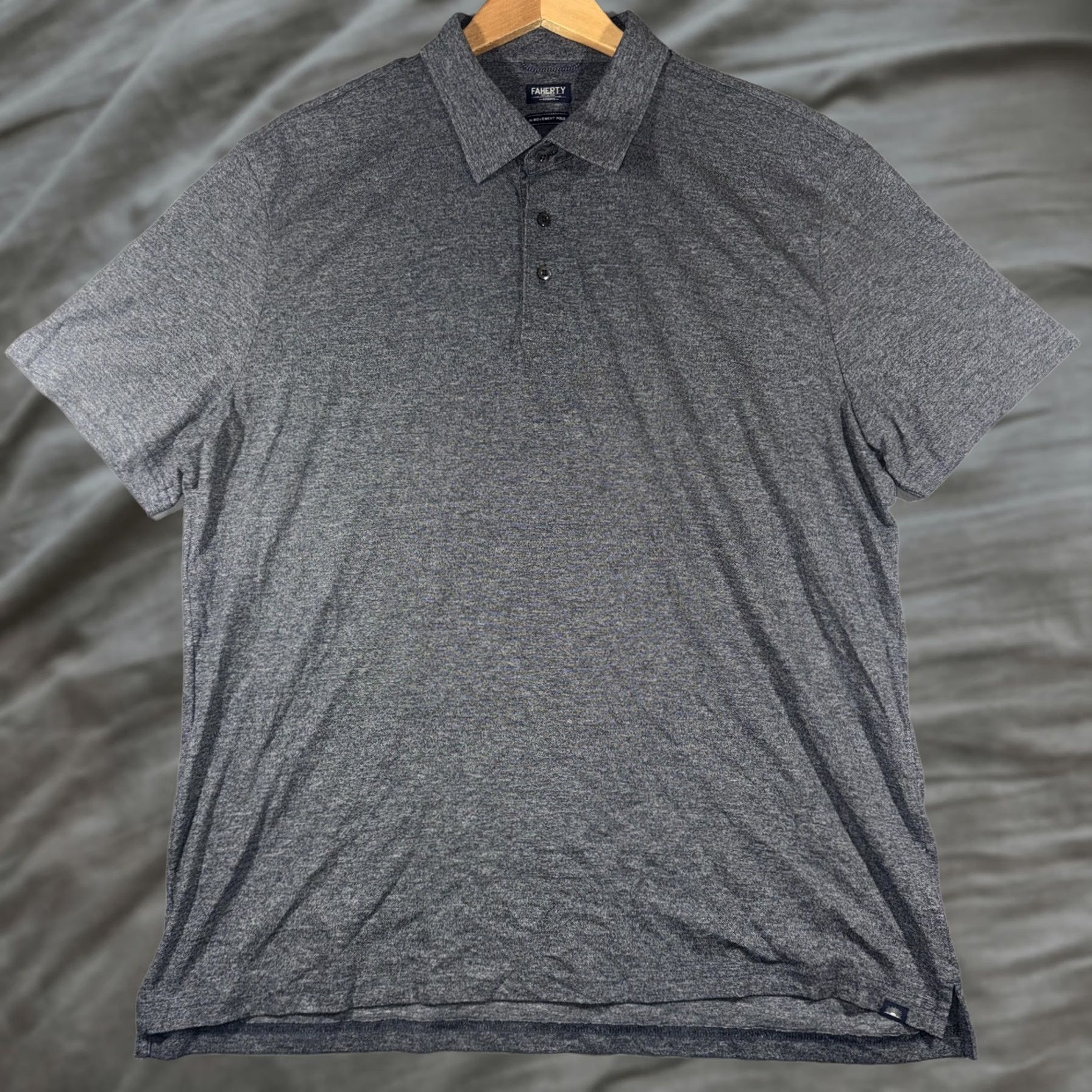 Faherty Faherty Reserve The Movement Polo XXL Heathered Gray Short Sleeve Jersey Knit Mens 2XL Casual/Regular Fit Polo Shirt with Logo Accent Size US XXL / EU 58 / 5 - 1 Thumbnail