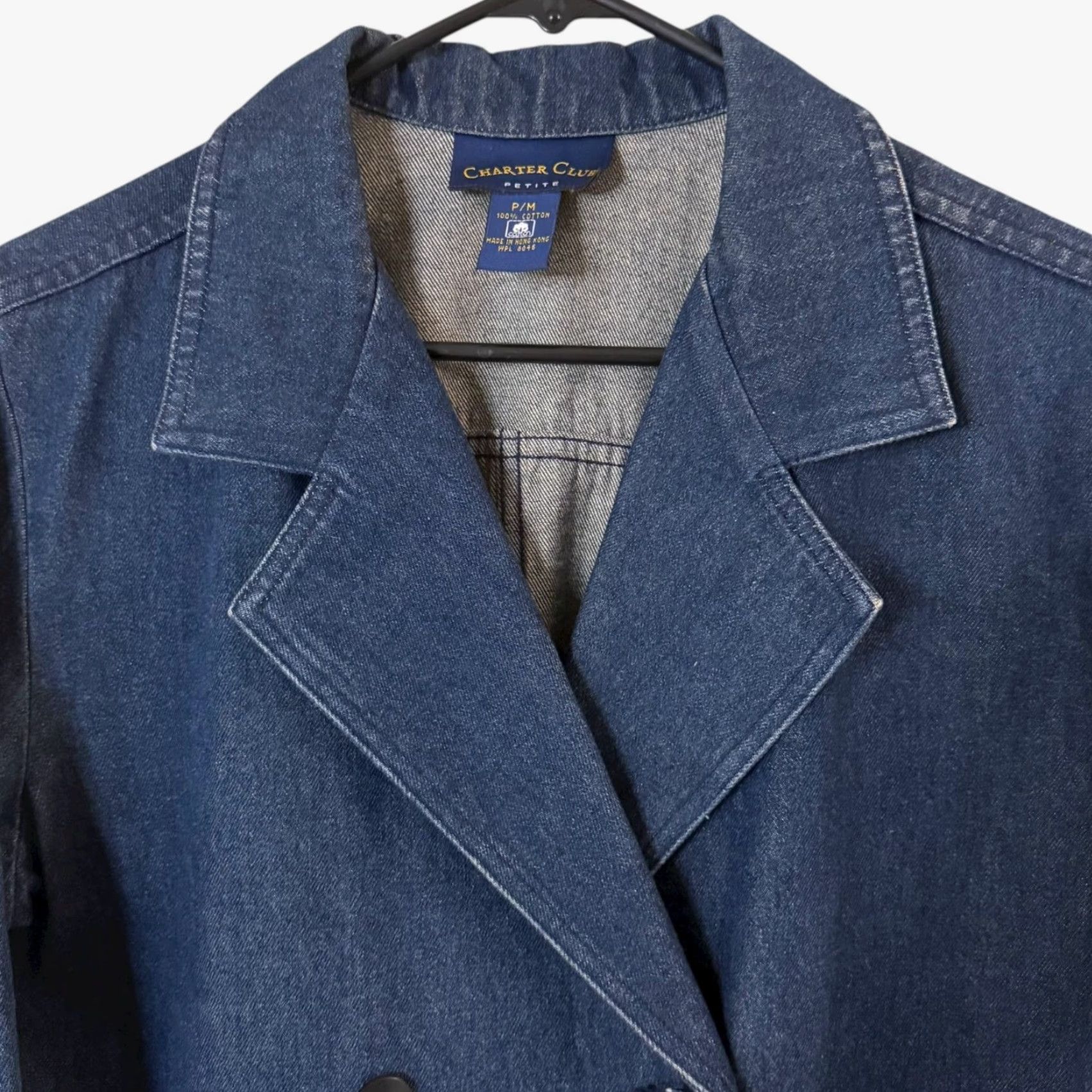 Charter Club VINTAGE Charter Club Denim Blazer Jacket Womens Petite Medium Blue 100% Cotton Boho Classic Western Blazer All Seasons Pockets Womens Size M / US 6-8 / IT 42-44 - 5 Thumbnail