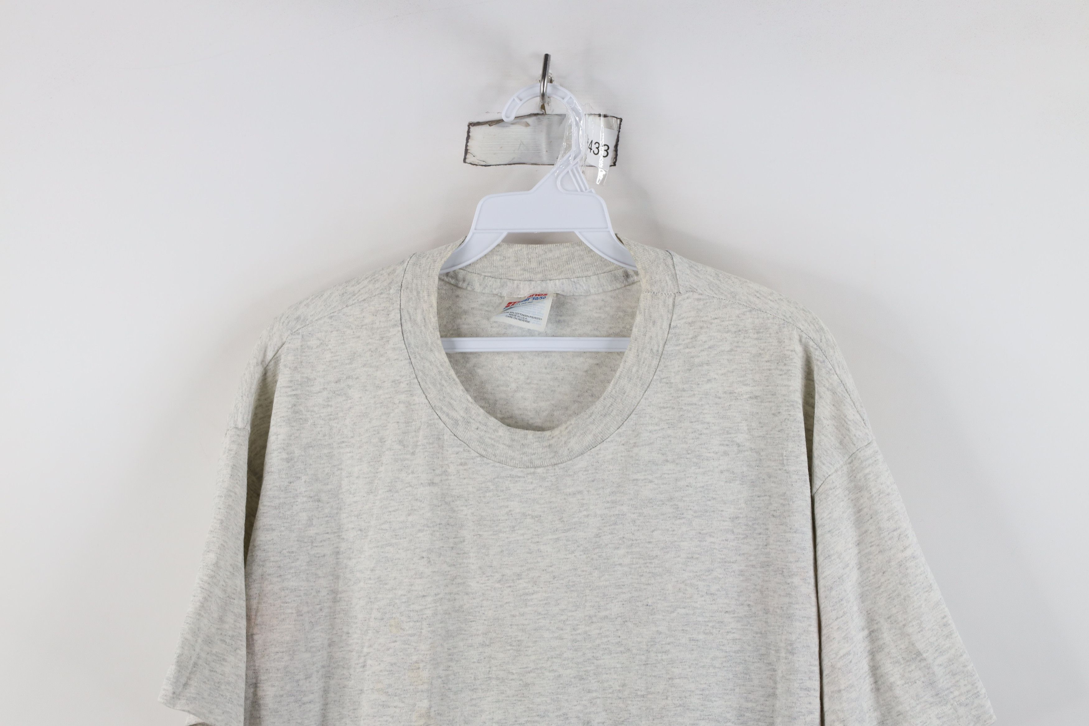 Hanes Vintage 90s Hanes Heavyweight Blank T-Shirt Heather Gray USA Size US L / EU 52-54 / 3 - 2 Thumbnail