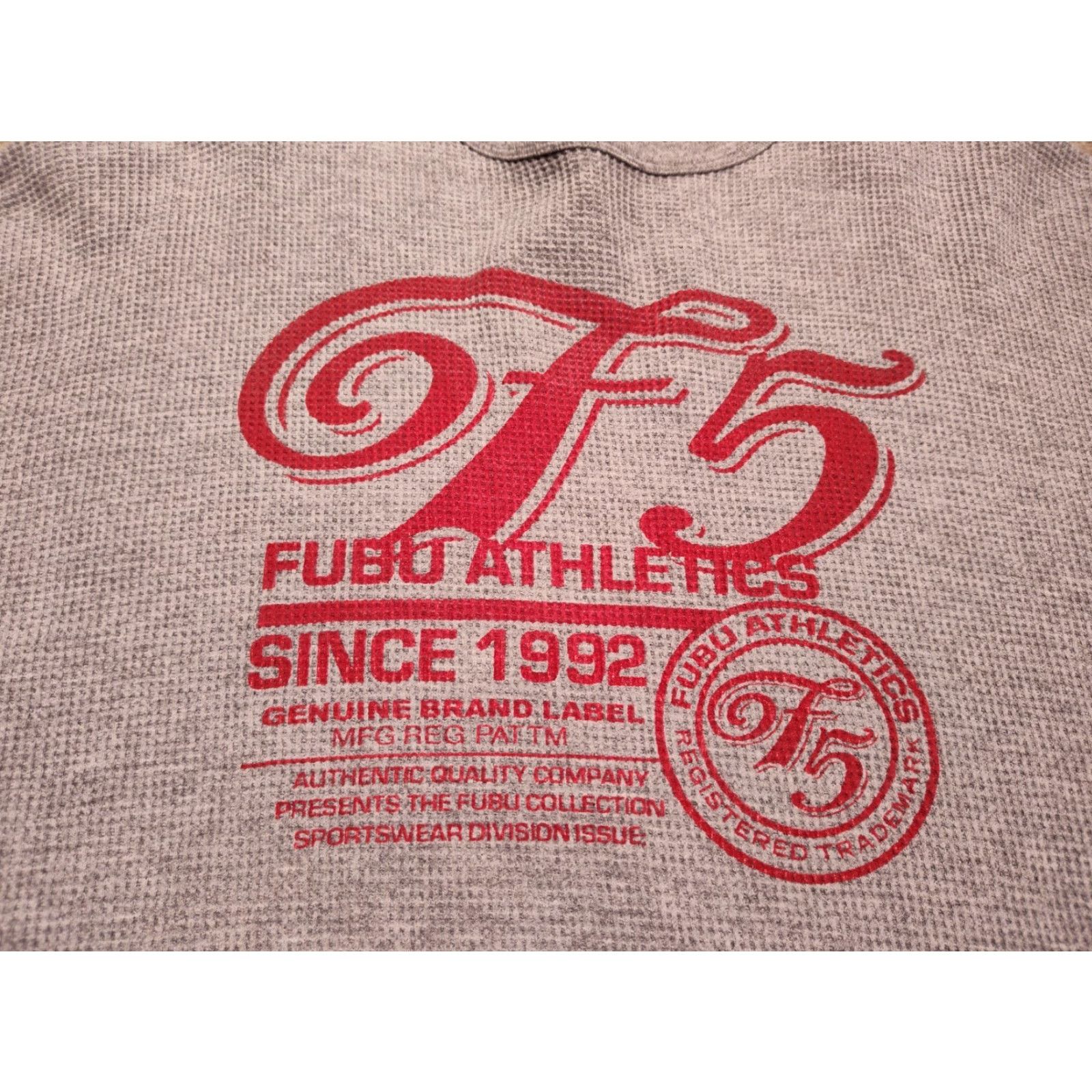 Fubu VINTAGE FUBU Collection athletic wear Shirt Mens 2XL Gray Waffle Knit Thermal Long Sleeve 90s Hip Hop Size US XXL / EU 58 / 5 - 6 Thumbnail