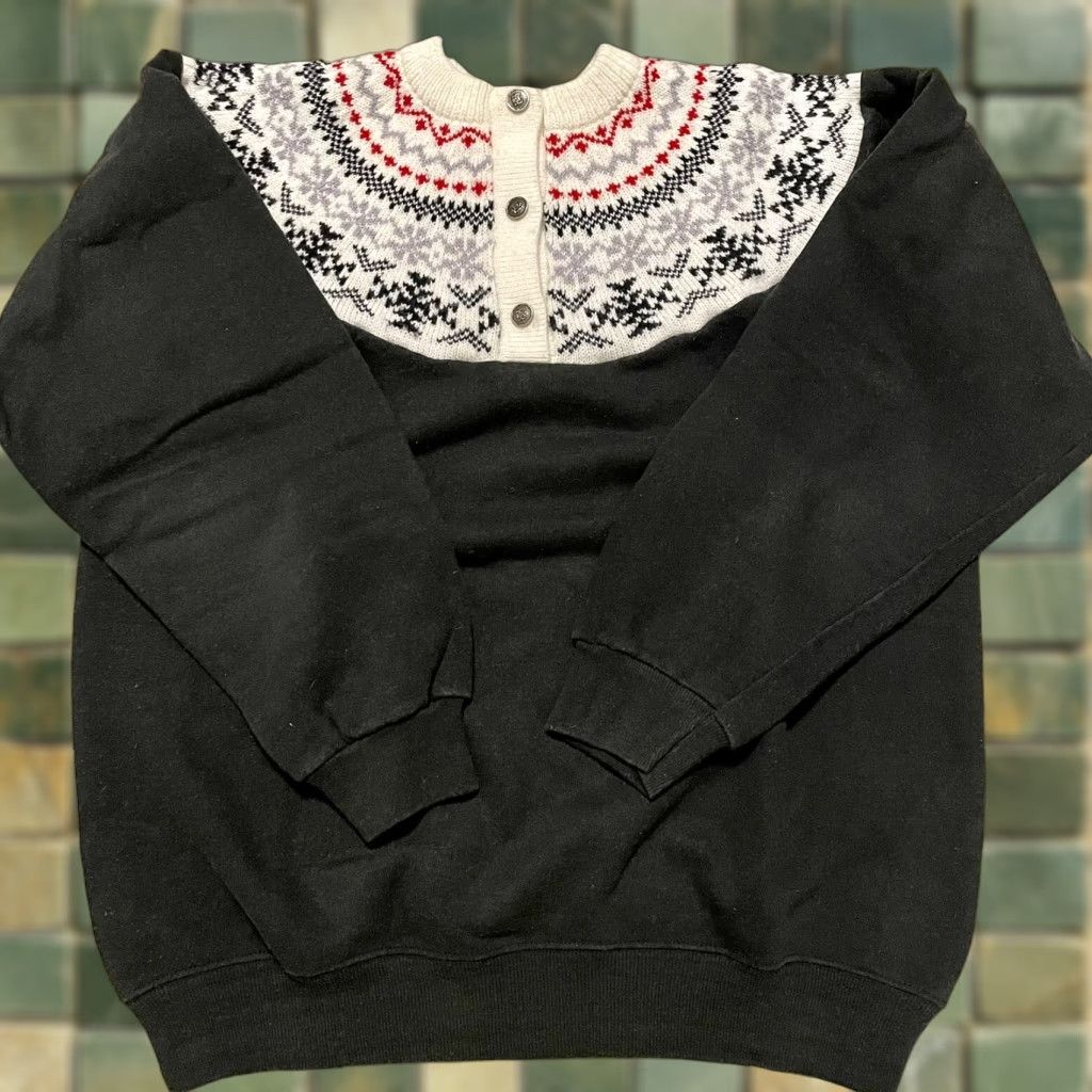 Hanes VINTAGE Hanes Sweatshirt Knitted Snow Print Black L Crew Neck Patchwork Glove? Size US L / EU 52-54 / 3 - 1 Thumbnail