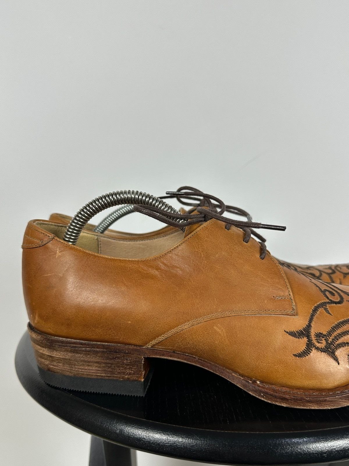 Sendra 7650 Sendra Brown Leather Embroidered Western Derby Shoes Size US 7 / EU 40 - 15 Thumbnail