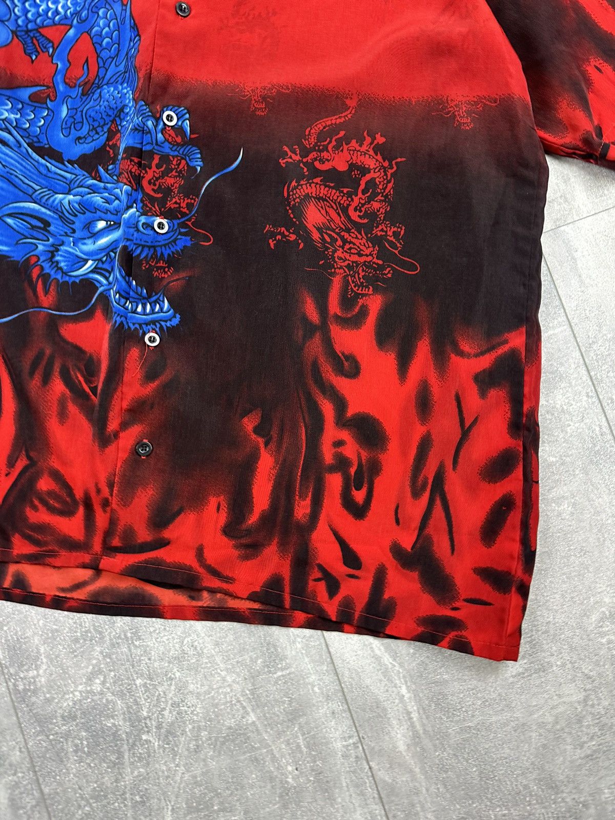 Japanese Brand Vintage 90S Crazy Japan Dragon Print Hawaiian Shirt Y2K Size US XL / EU 56 / 4 - 6 Thumbnail