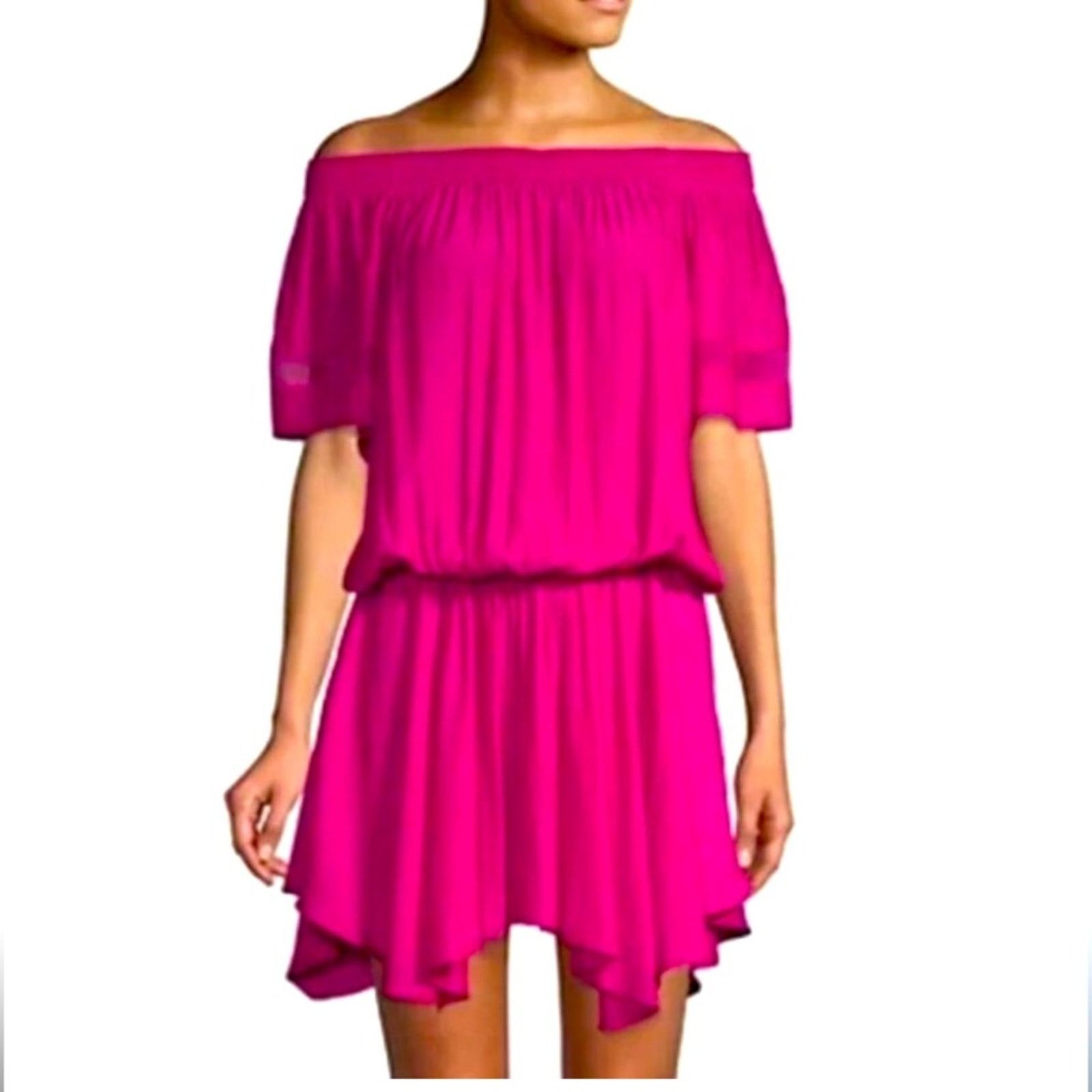 Ramy Brook Ramy Brook Jessica Solid Off-The-Shoulder Dress Hot Pink XS Size XS / US 0-2 / IT 36-38 - 1 Thumbnail
