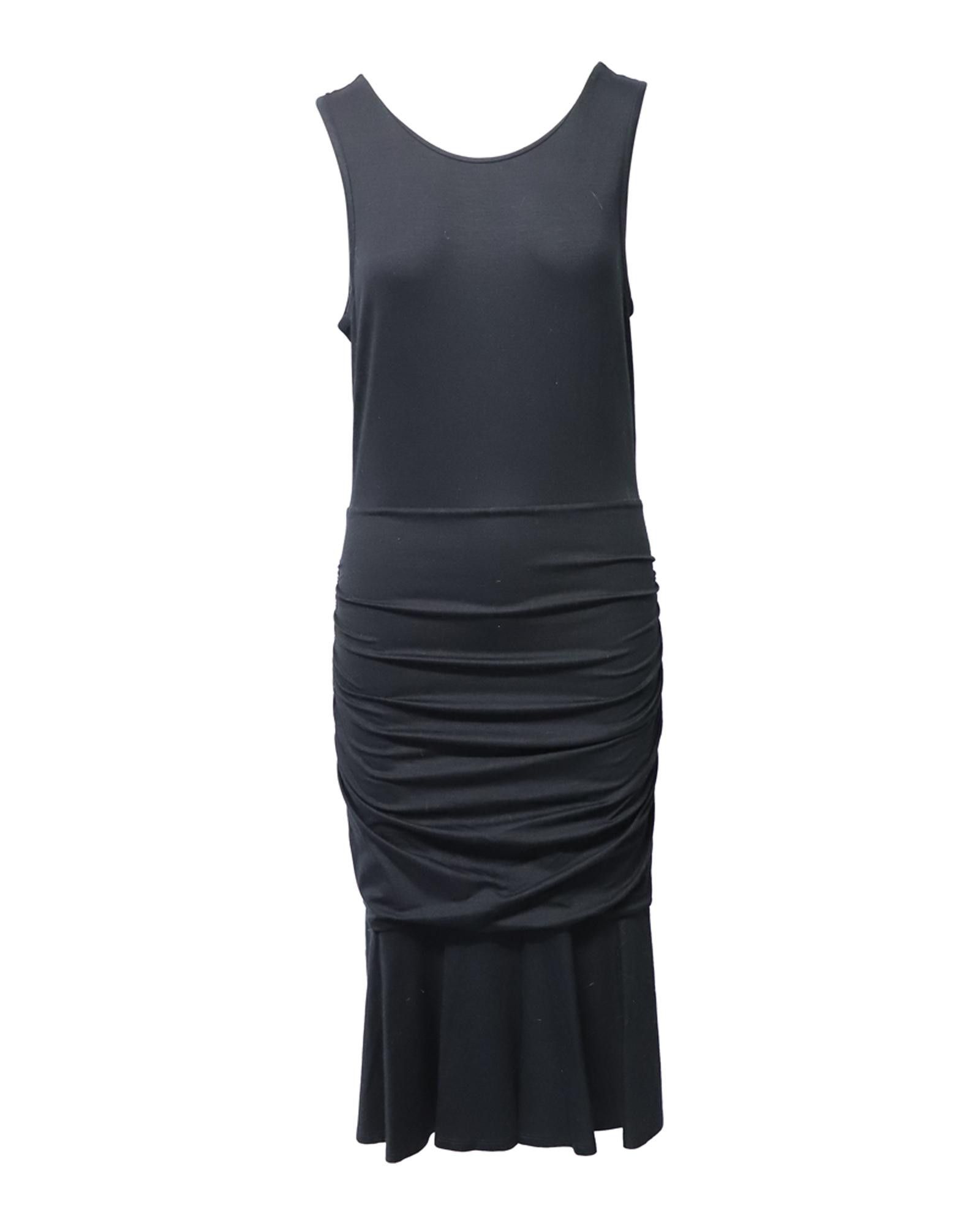 image of Diane Von Furstenberg Effortless Black Ruched Midi Dress, Women's (Size Medium)