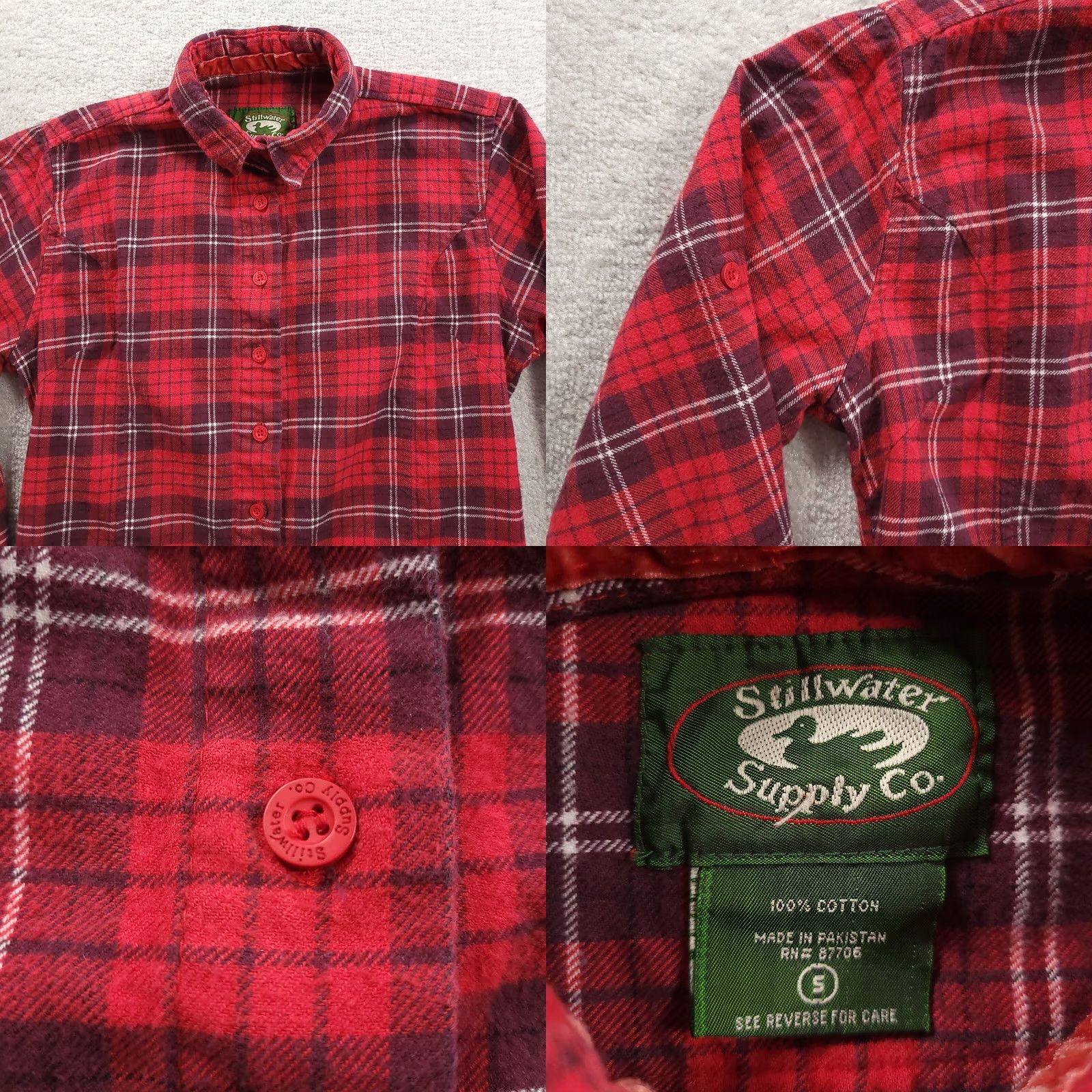Vintage Stillwater Supply Co Flannel Button Up Shirt Red Plaid Men's S Roll Tab Shirt Size US S / EU 44-46 / 1 - 8 Thumbnail