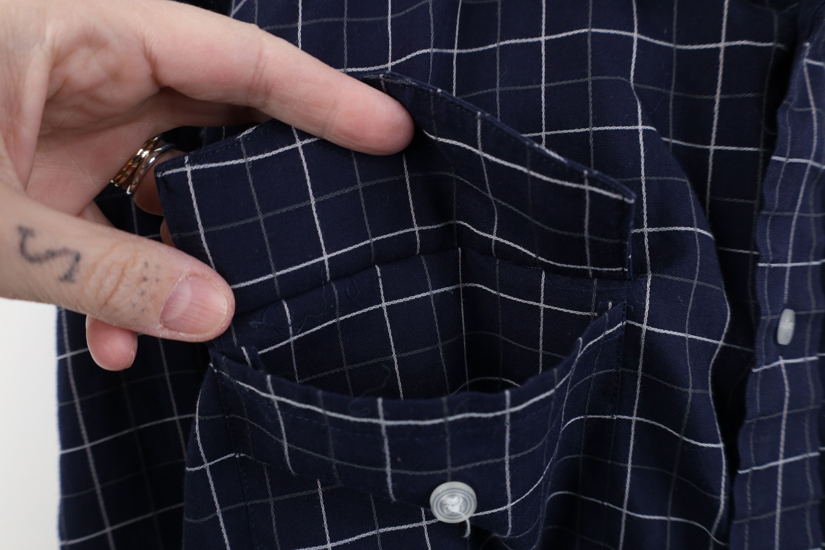 Givenchy Vintage 90s Givenchy Knit Collared Button Shirt Blue Plaid Size US M / EU 48-50 / 2 - 6 Thumbnail