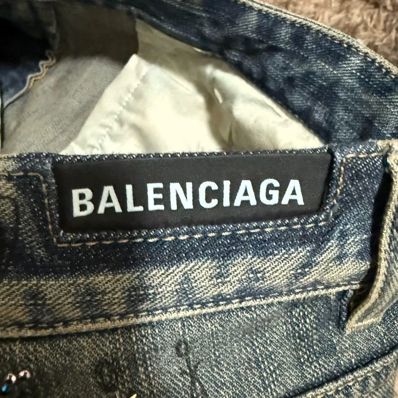 Balenciaga Balenciaga size xs Mud-dyed doodles and rhinestone jeans 2 Size US 28 / EU 44 - 4 Thumbnail