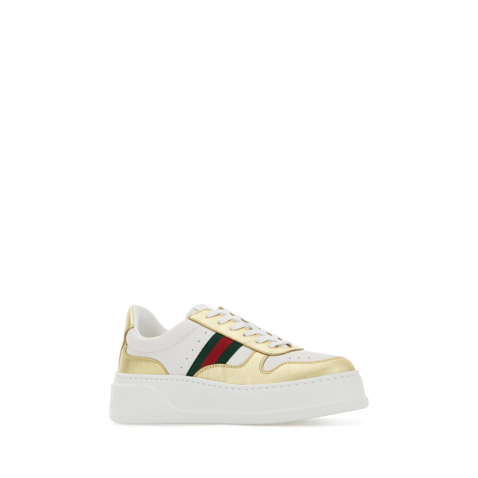 Gucci Gucci Two Tone Gold White Leather Sneakers New & Authentic ( Size US 9 / IT 39 - 2 Thumbnail