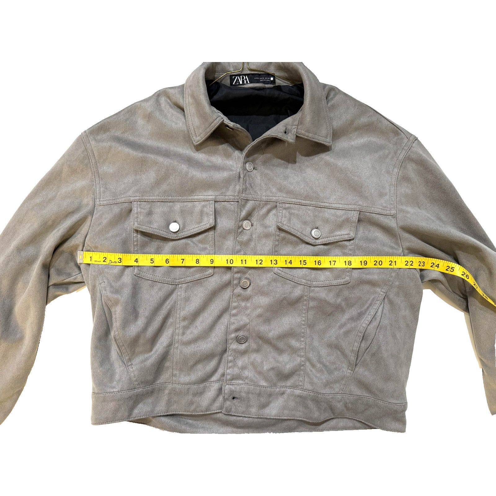 Zara Zara Jacket Mens XL Gray Suede Trucker Snap Button Size US XL / EU 56 / 4 - 5 Thumbnail