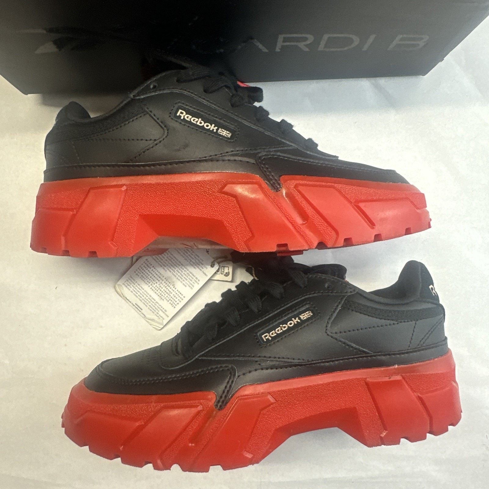 Reebok Size 5.5 - Reebok Cardi B x Club C Black Vector Red W Size US 5.5 / IT 35.5 - 5 Thumbnail