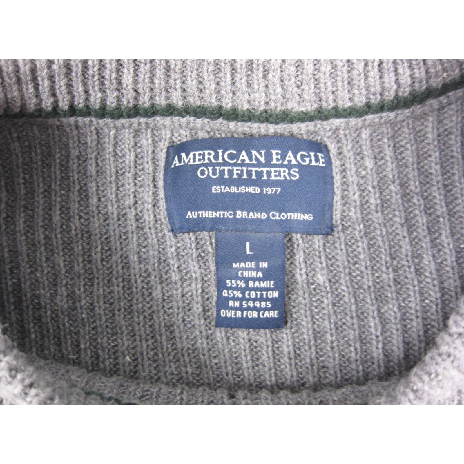 American Eagle Outfitters VINTAGE American Eagle Outfitters Sweater Mens L Gray Striped Knit Cotton Ramie Crew Neck Pullover All Seasons Casual Top Shirt Size US L / EU 52-54 / 3 - 5 Thumbnail