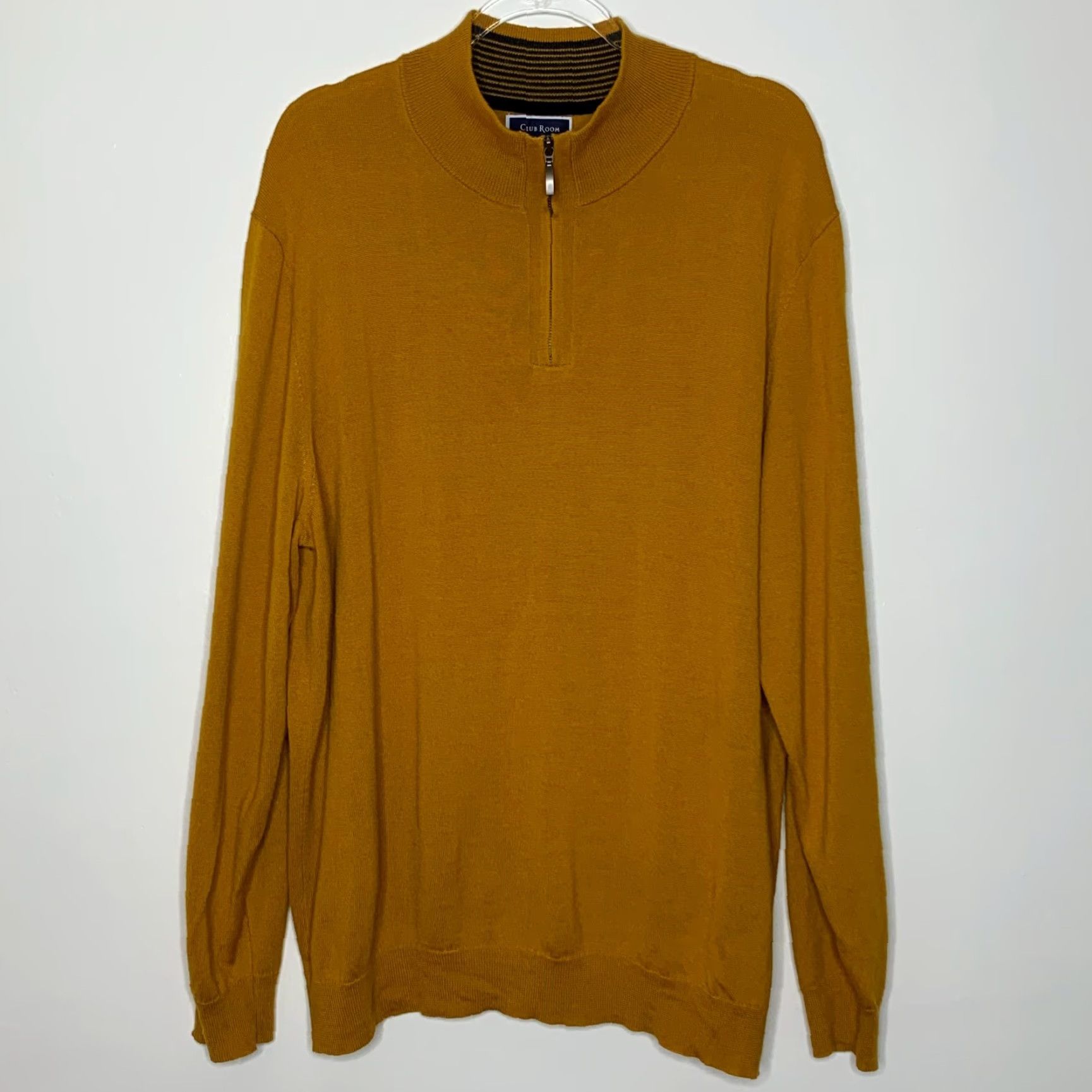 Club Room VINTAGE Club Room Sweater Pullover Mens 2XL Merino Wool Half Zip Long Sleeve Rust Mustard Pullover Mens Sweater 2XL Merino Wool Blend Knit Size US XXL / EU 58 / 5 - 5 Thumbnail