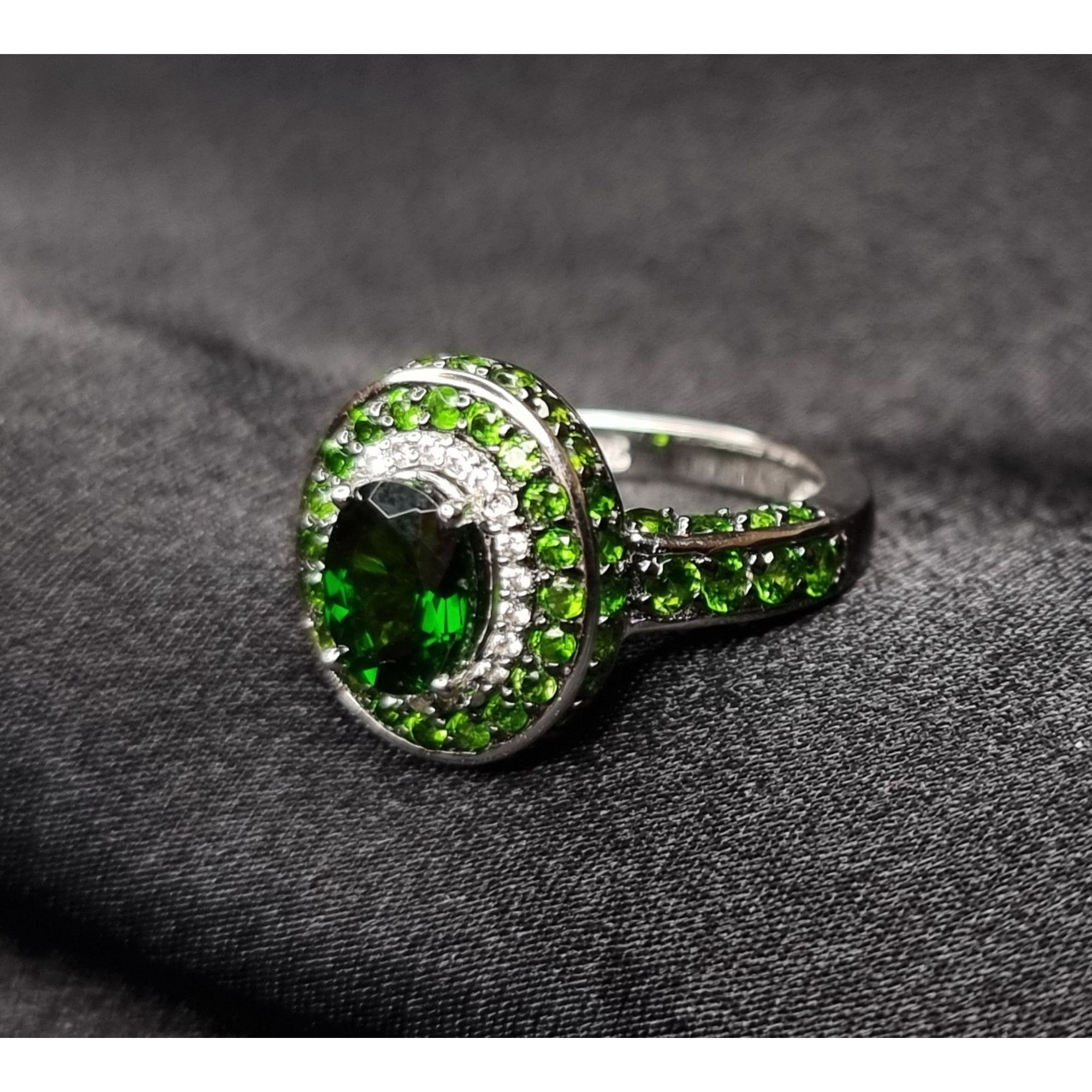 Sterling Silver Natural Chrome Diopside Sterling Silver 925 Ring 6.5 With Gr Size ONE SIZE - 2 Thumbnail