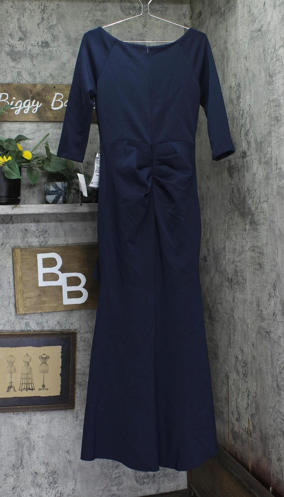Other Nwt Xscape Side Pleated Ruffled Gown Dress Midnight Blue 8 Size M / US 6-8 / IT 42-44 - 2 Thumbnail