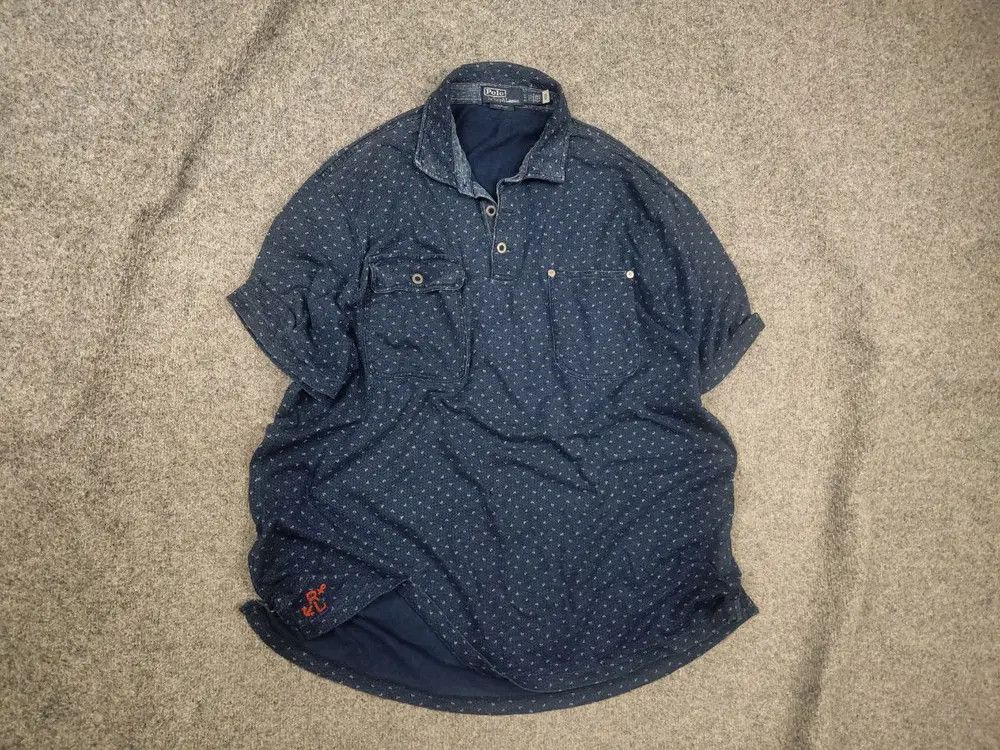 Polo Ralph Lauren Vintage RRL Polo Ralph Lauren Indigo Pocket Jersey Shirt Size US XL / EU 56 / 4 - 2 Thumbnail